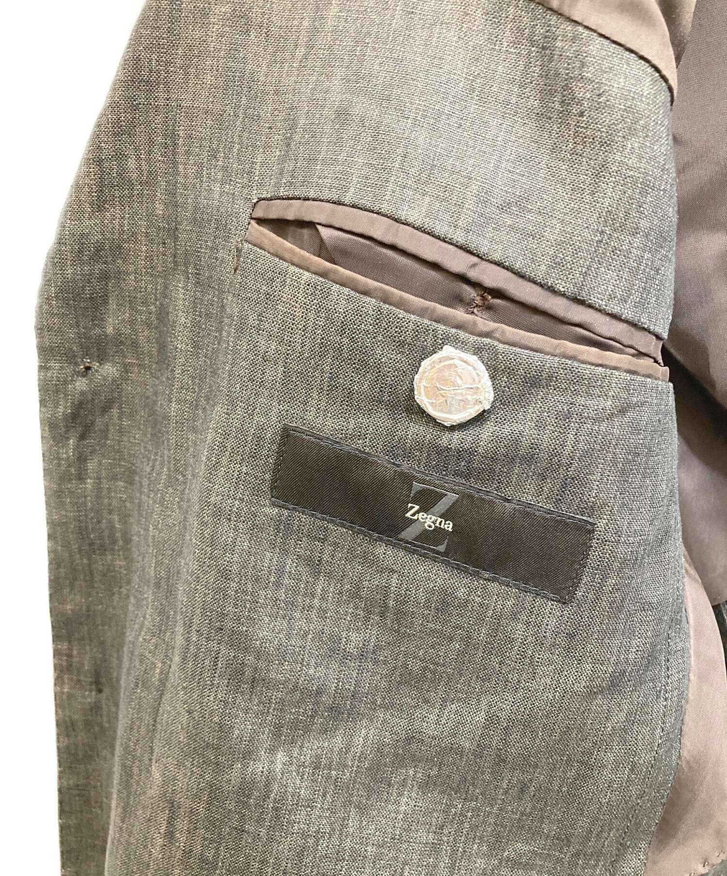 美品 Zegna ゼニア テーラードジャケット リネン 麻 ベージュ XL相当 エルメネジルド ゼニア テーラード ジャケット 麻 絹 ベージュ 50 XL