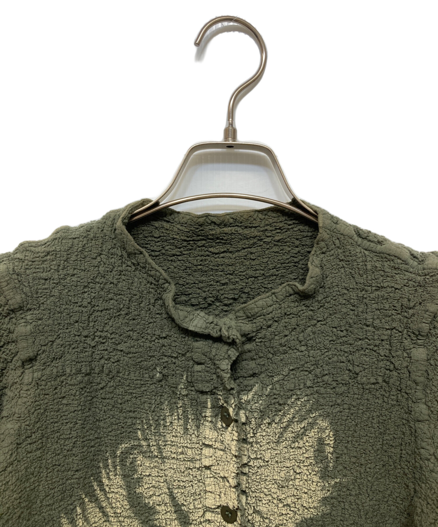 イッセイミヤケ ニット カーディガン 総柄 刺繍 ボーダー ブラック 緑M イッセイミヤケメンISSEY MIYAKE MEN ショルダーボタンボーダーニット