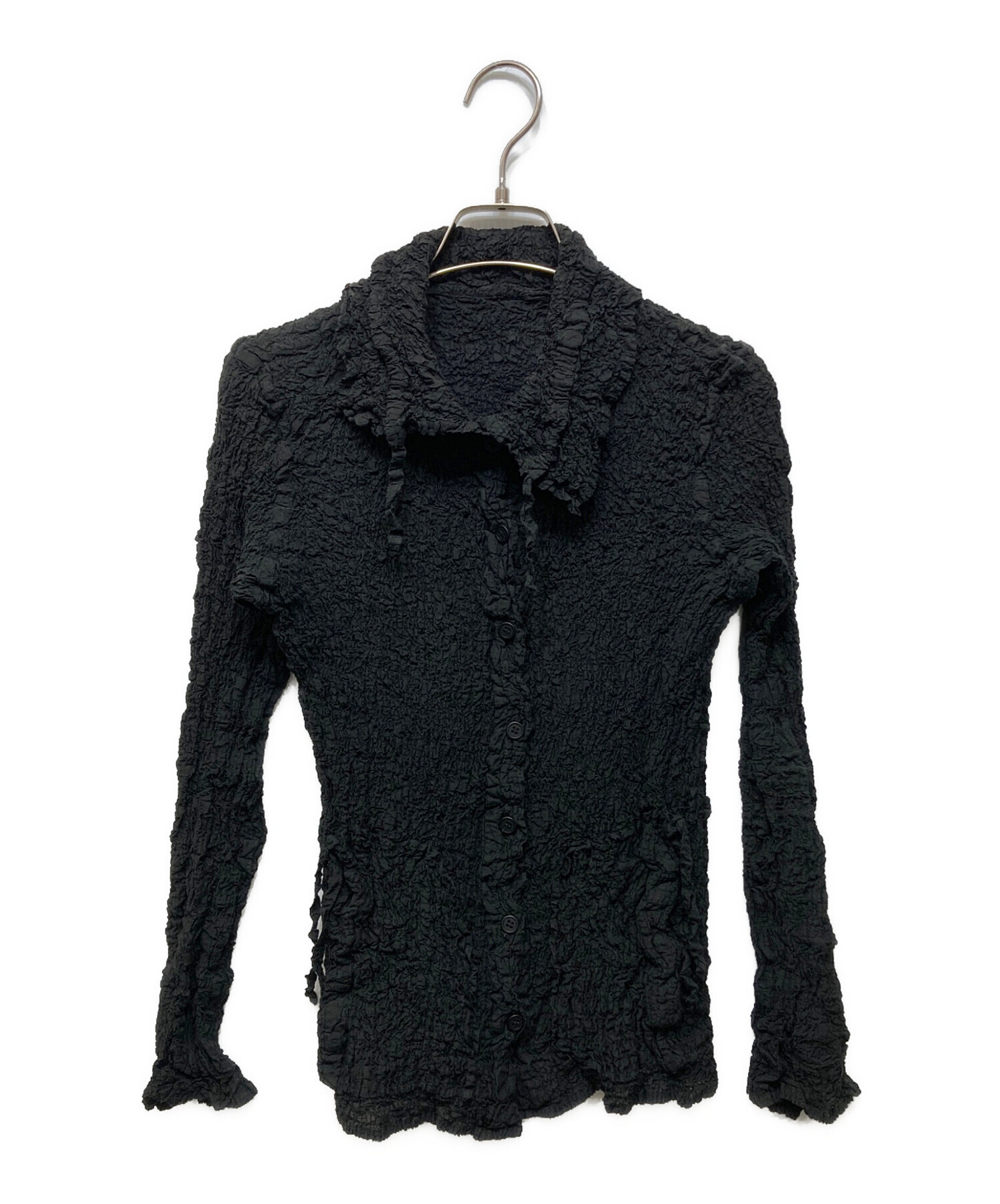 美品✨me ISSEY MIYAKE カリフラワー シワ加工ポロシャツ ブラック 中古・古着通販】me ISSEY MIYAKE (ミーイッセイ ミヤケ) シワ加工
