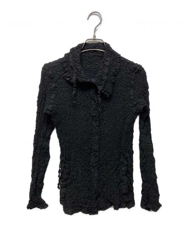 ISSEY MIYAKE 幾何学模様 ブラックポロシャツ 中古・古着通販】me ISSEY MIYAKE (ミーイッセイ ミヤケ) シワ加工
