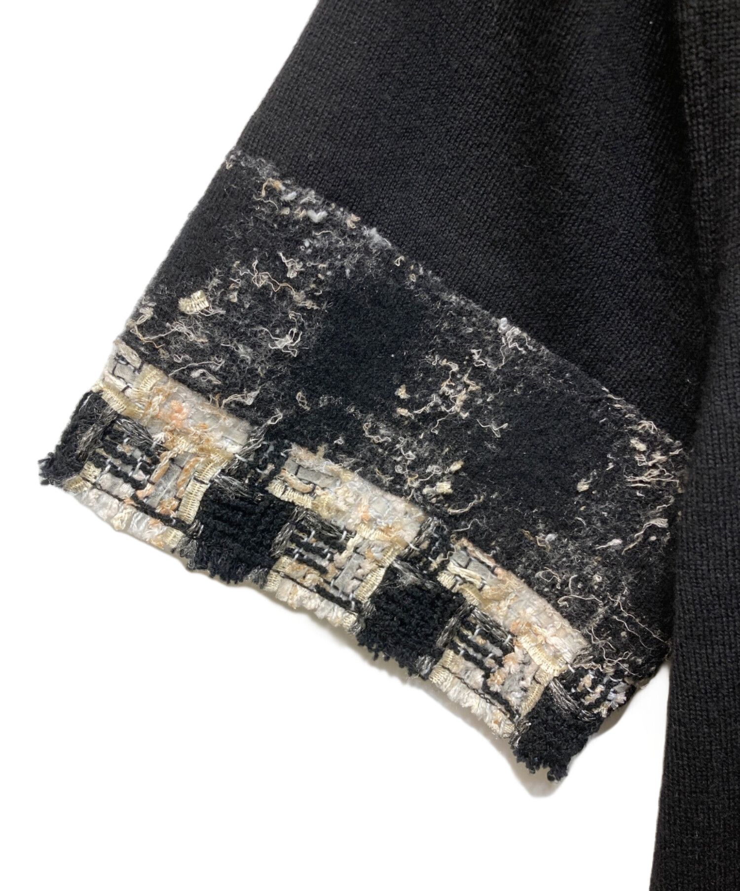 CHANEL 黒 半袖　カシミヤ100 38 中古・古着通販】CHANEL (シャネル) ツイード切替カシミヤ半袖ニット
