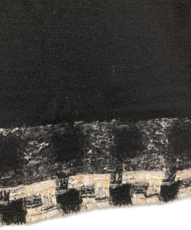 中古・古着通販】CHANEL (シャネル) ツイード切替カシミヤ半袖ニット