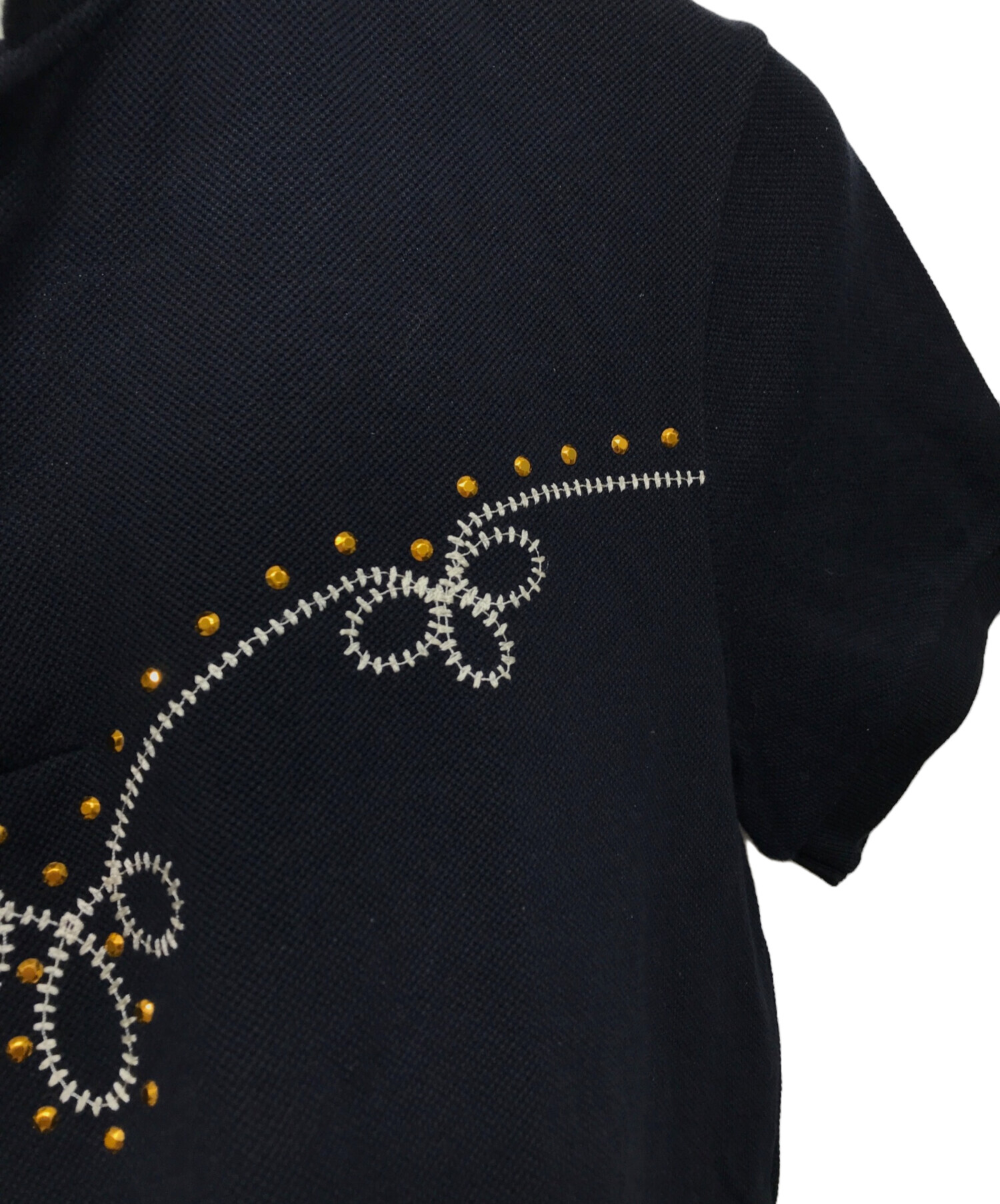 GUCCI グッチ　ポロシャツ　刺繍　現行タグ 中古・古着通販】GUCCI (グッチ) スタッズ刺繍ポロシャツ ネイビー