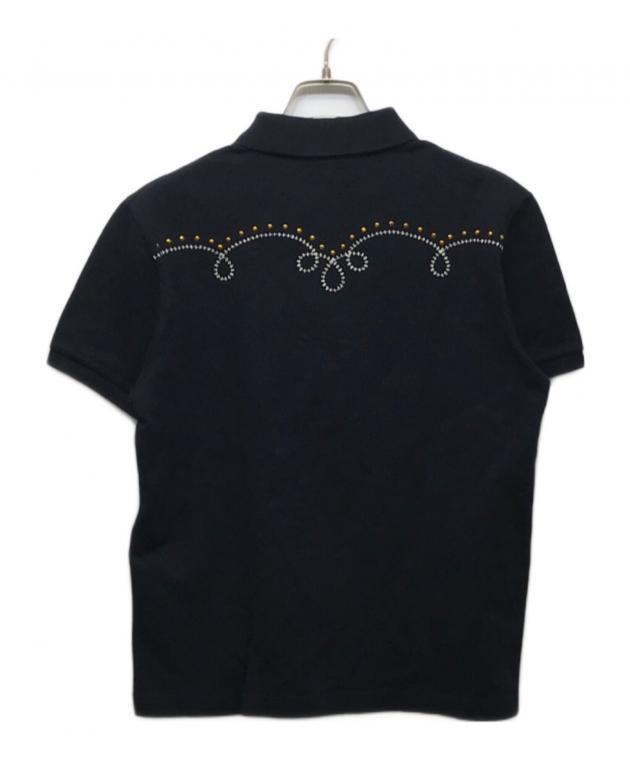 横*崇様 GUCCI ブラックポロシャツ 中古・古着通販】GUCCI (グッチ) スタッズ刺繍ポロシャツ ネイビー