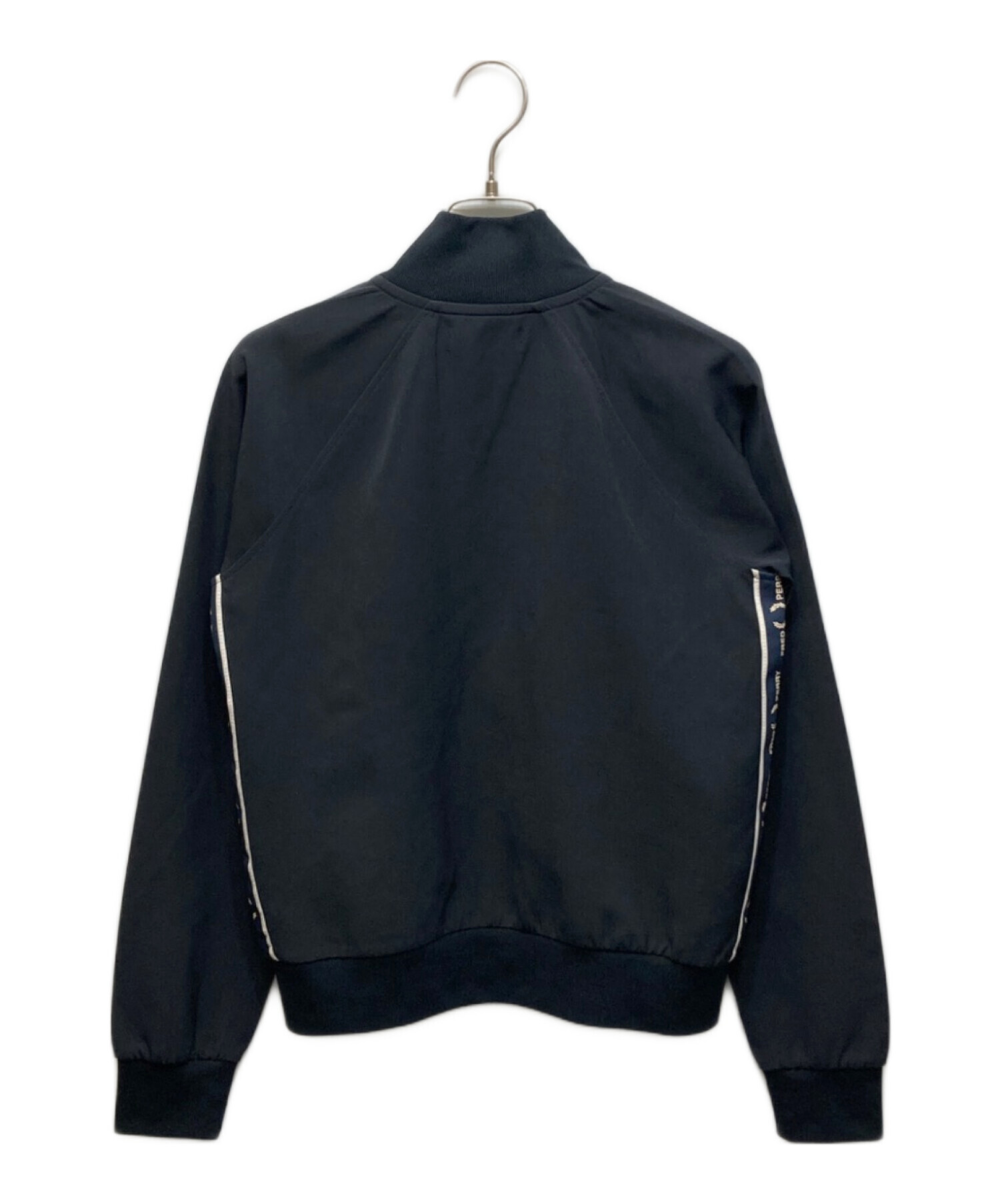 古着 フレッドペリー スナップ カーディガン トラックジャケット 黒 中古・古着通販】FRED PERRY (フレッドペリー) テープ ディテール