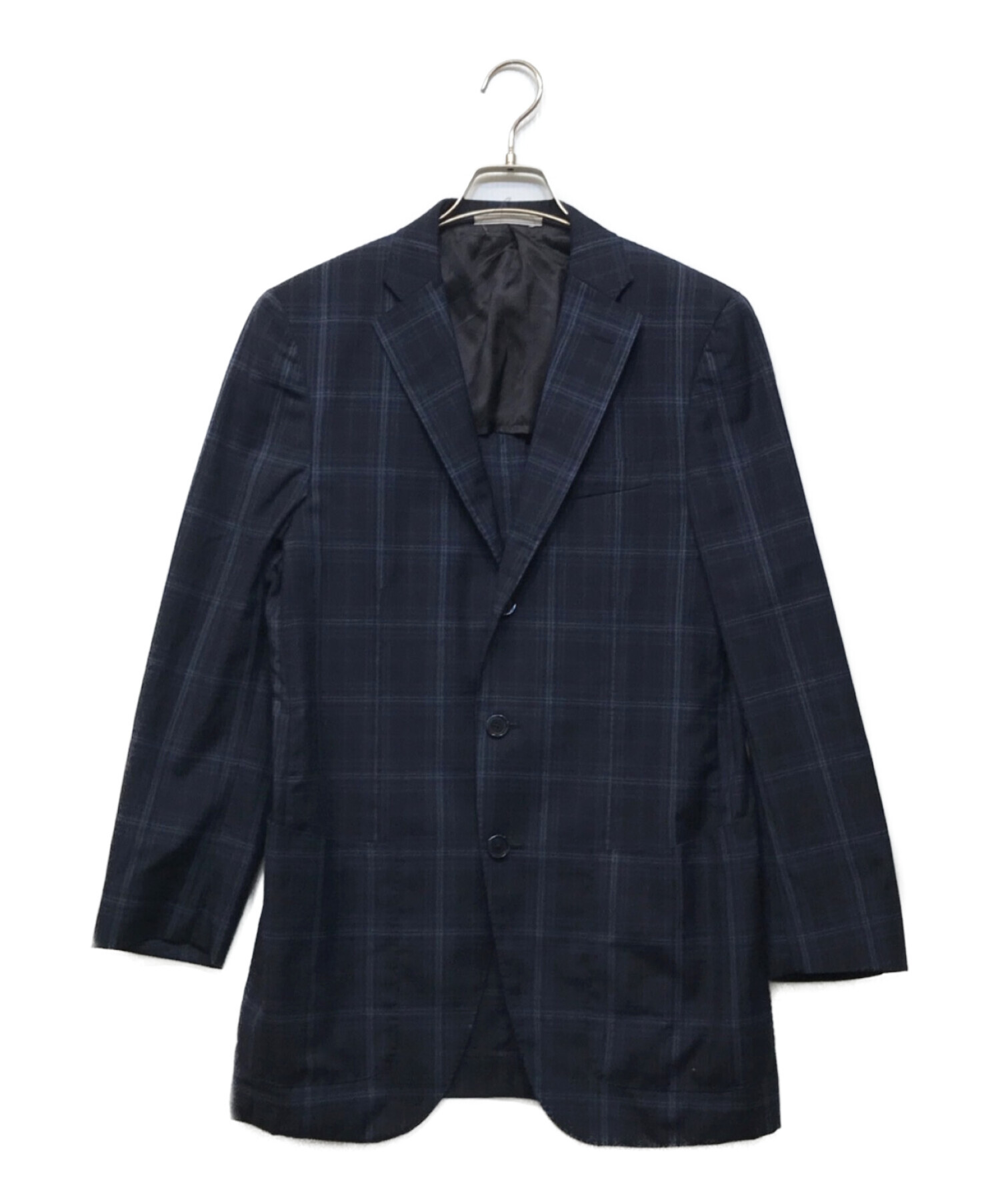 美品 CARUSO カルーゾ スーツ ネイビーストライプ 46 カルーゾ caruso 46 新品 カルーゾ 0 CARUSO リネン混テーラード