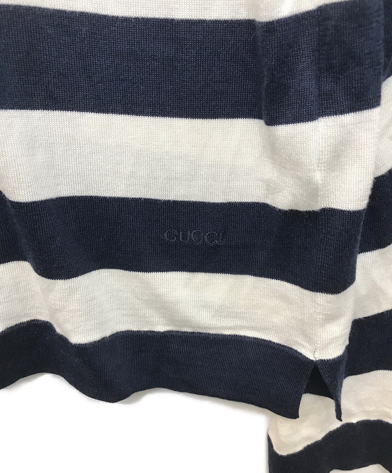 GUCCI シルクニット 中古・古着通販】GUCCI (グッチ) シルク混ボーダーニット ホワイト