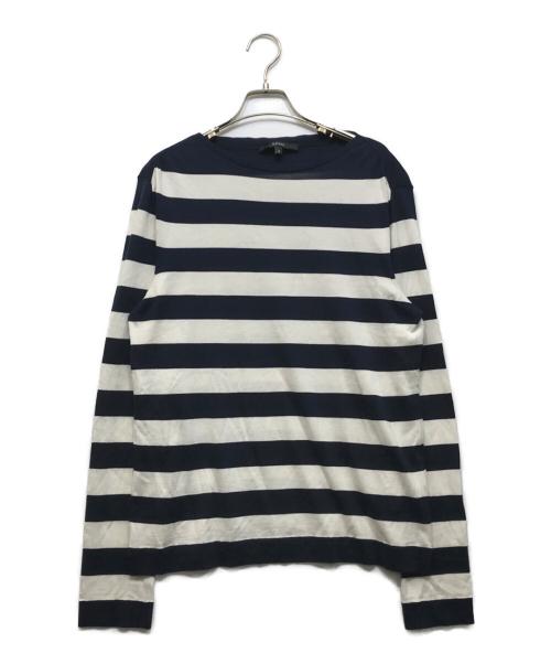 中古・古着通販】GUCCI (グッチ) シルク混ボーダーニット ホワイト