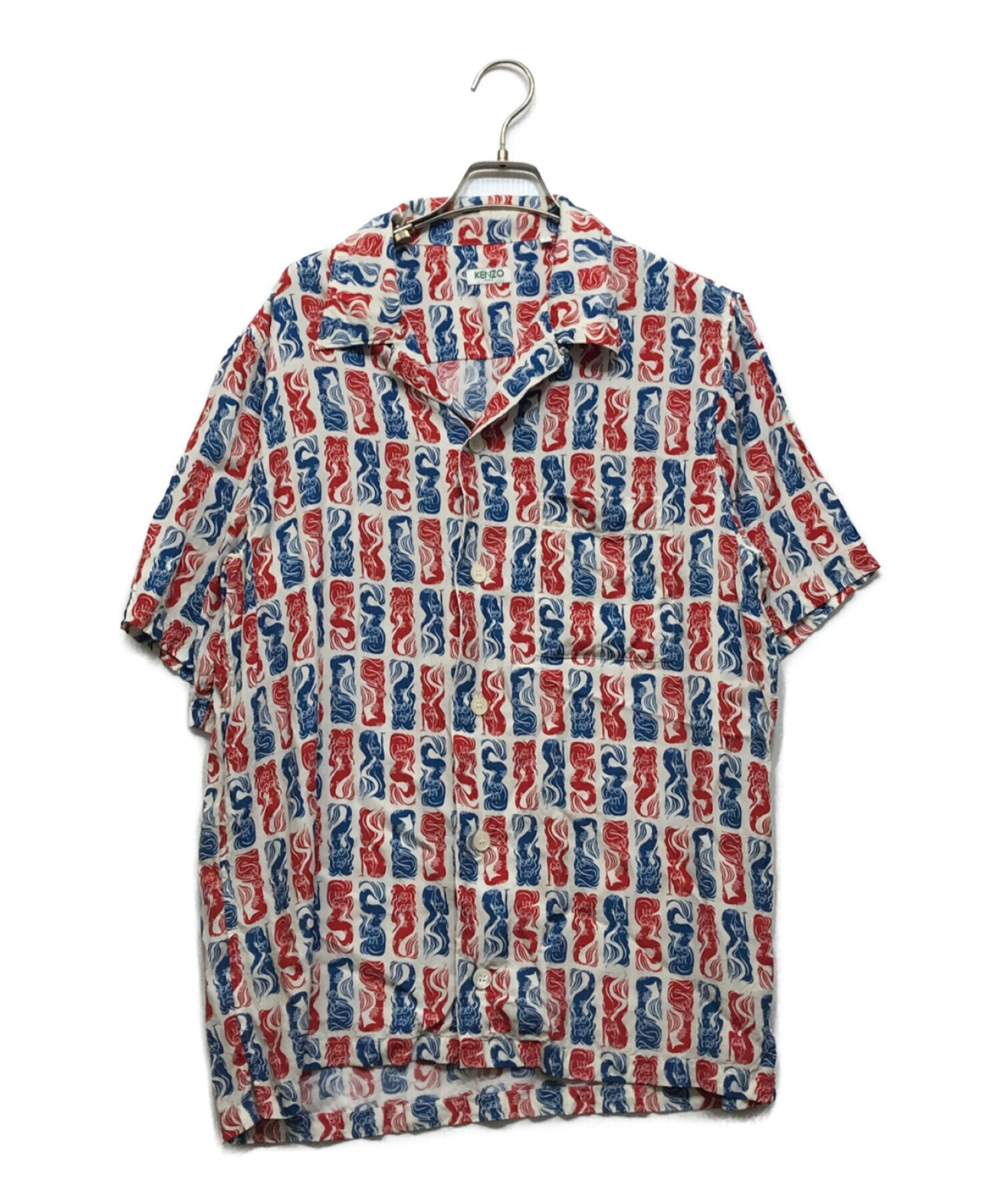 日本製 80s 90s KENZO フィッシュ柄 オープンカラーシャツ 総柄 中古・古着通販】KENZO (ケンゾー) 人魚プリント開襟シャツ ホワイト