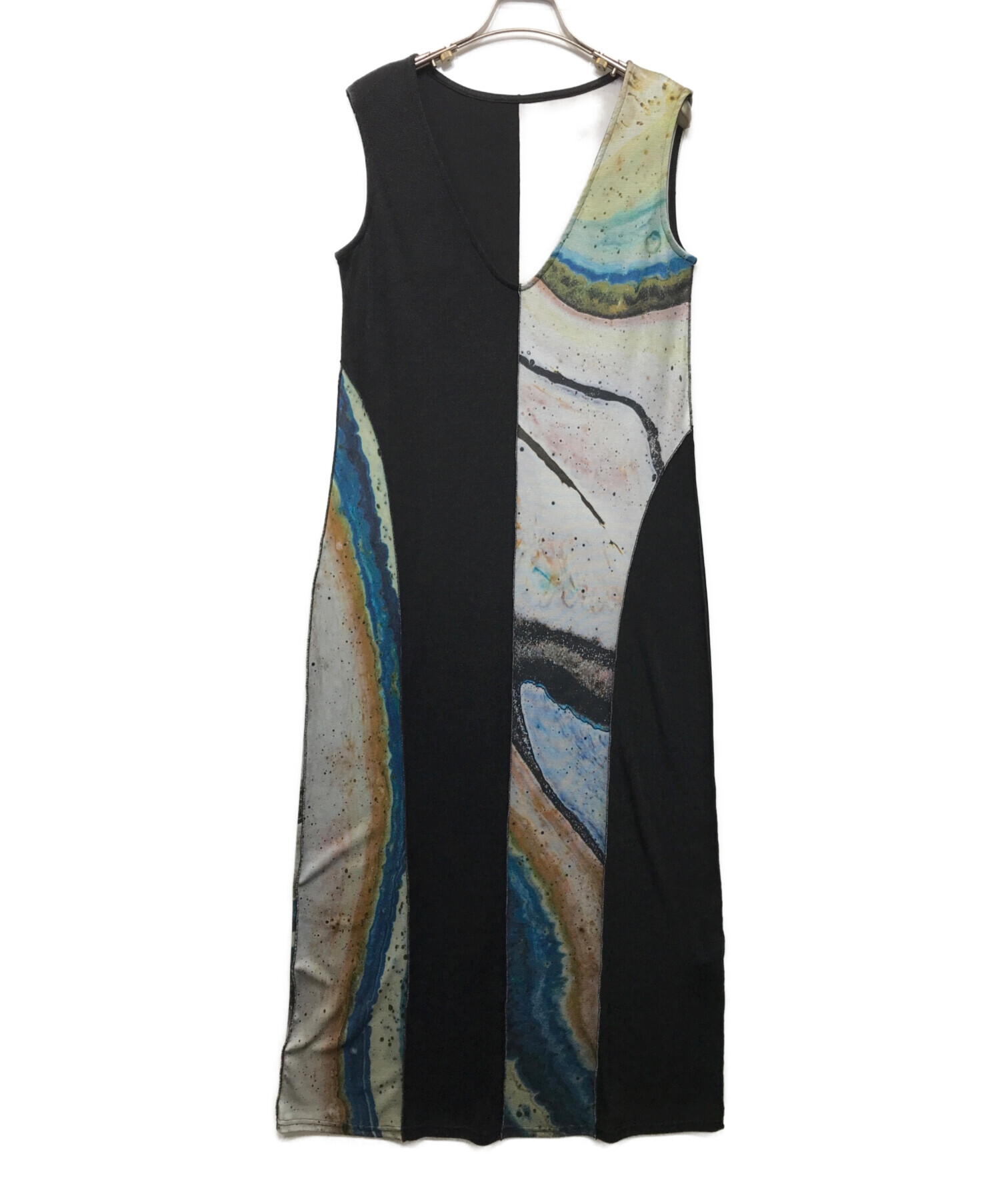 中古・古着通販】sahara (サハラ) Art Print Layered Dress ブラック