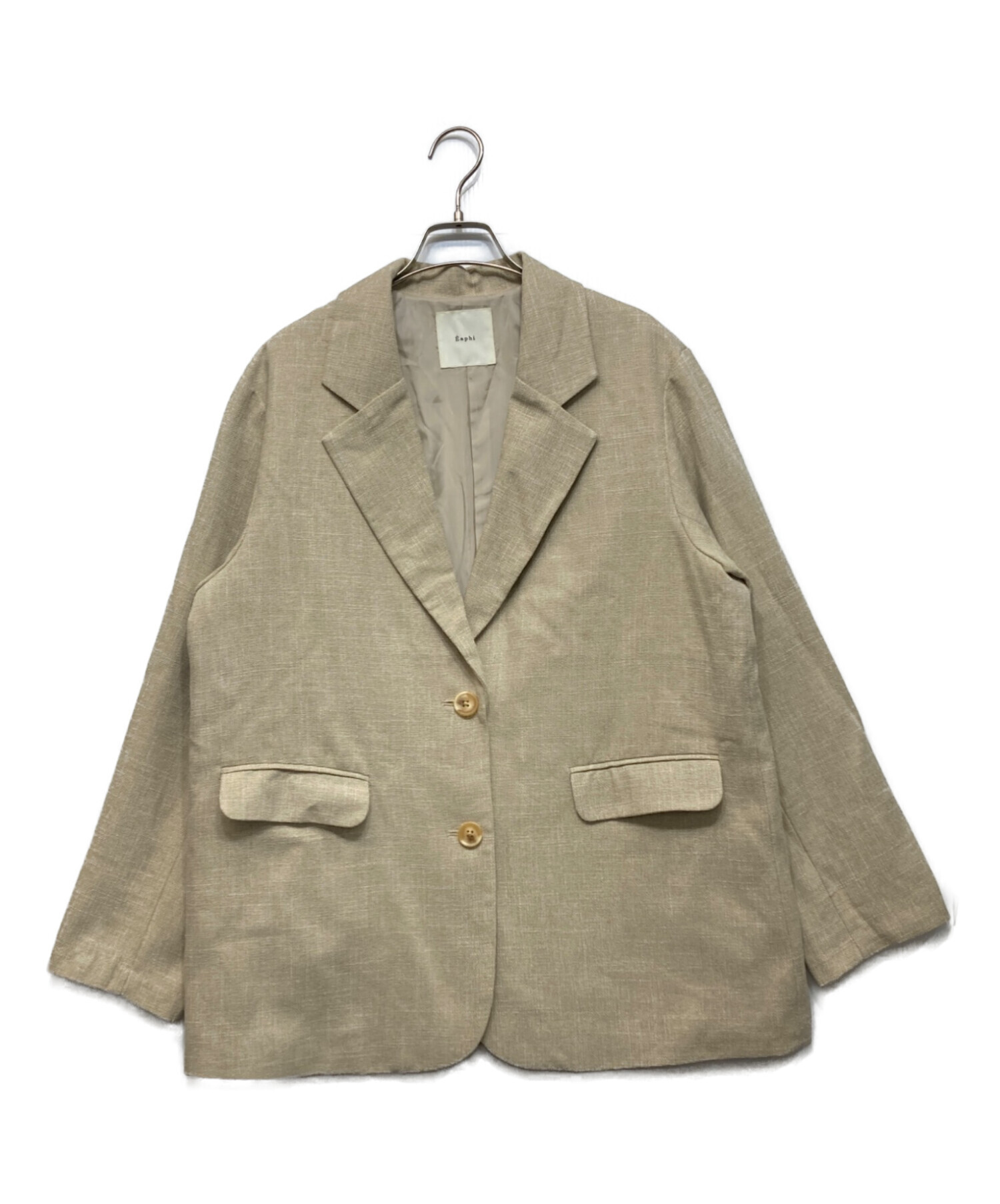 ジャケット・アウター eaphi LINEN LIKE OVER JACKET beige 中古・古着通販】Eaphi (エフィ) LINEN LIKE OVER JACKET ベージュ