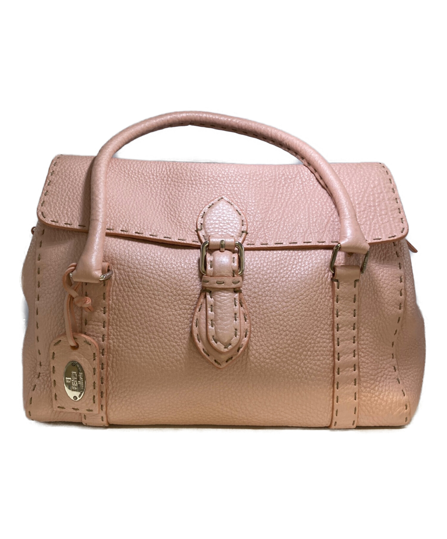 FENDI Selleria ハンドバッグ メタリックピンク 中古・古着通販】FENDI (フェンディ) Selleria(セレリア) ミニリンダ