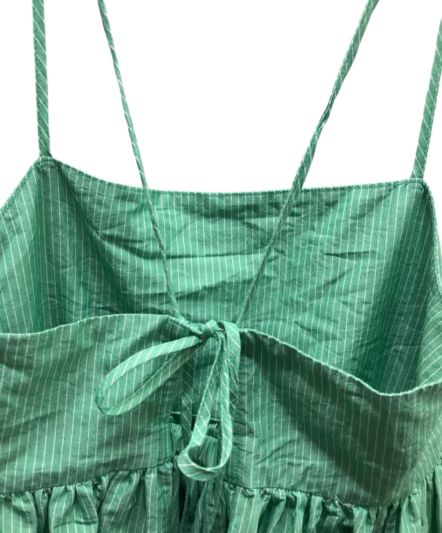 yoriキャミストライプワンピース　34サイズ 中古・古着通販】YORI (ヨリ) キャミストライプワンピース グリーン