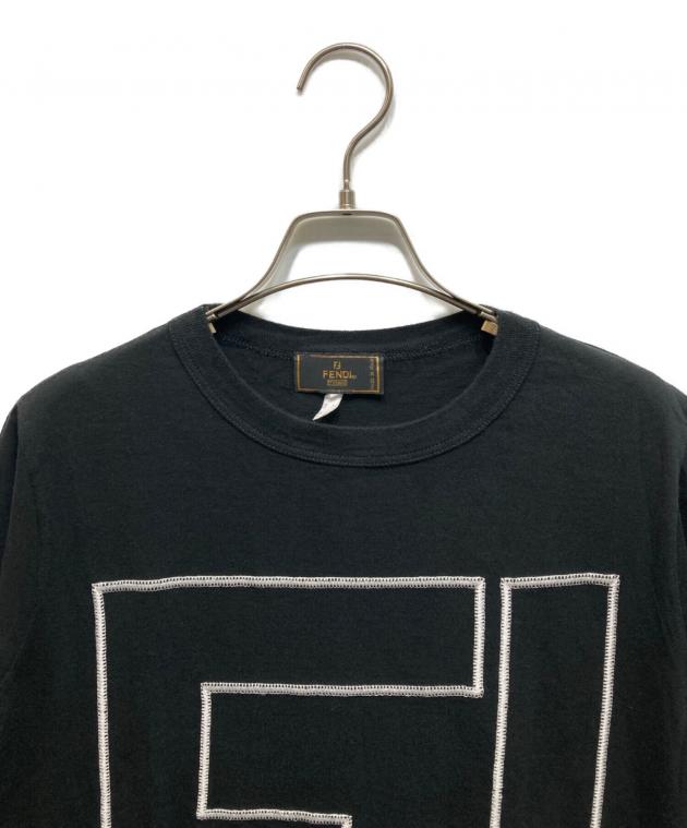 中古・古着通販】FENDI (フェンディ) ビッグ刺繍ロゴTシャツ ブラック