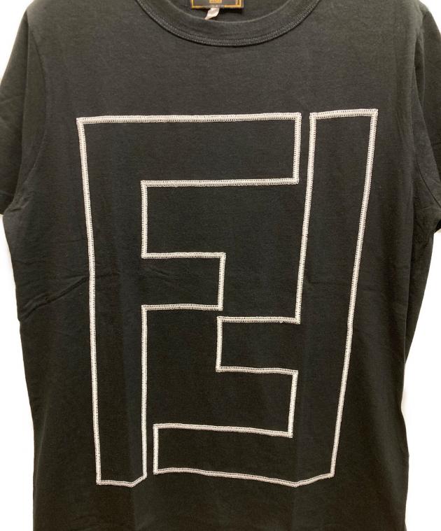 FENDI ロゴ Tシャツ サイズ40 中古・古着通販】FENDI (フェンディ) ビッグ刺繍ロゴTシャツ ブラック