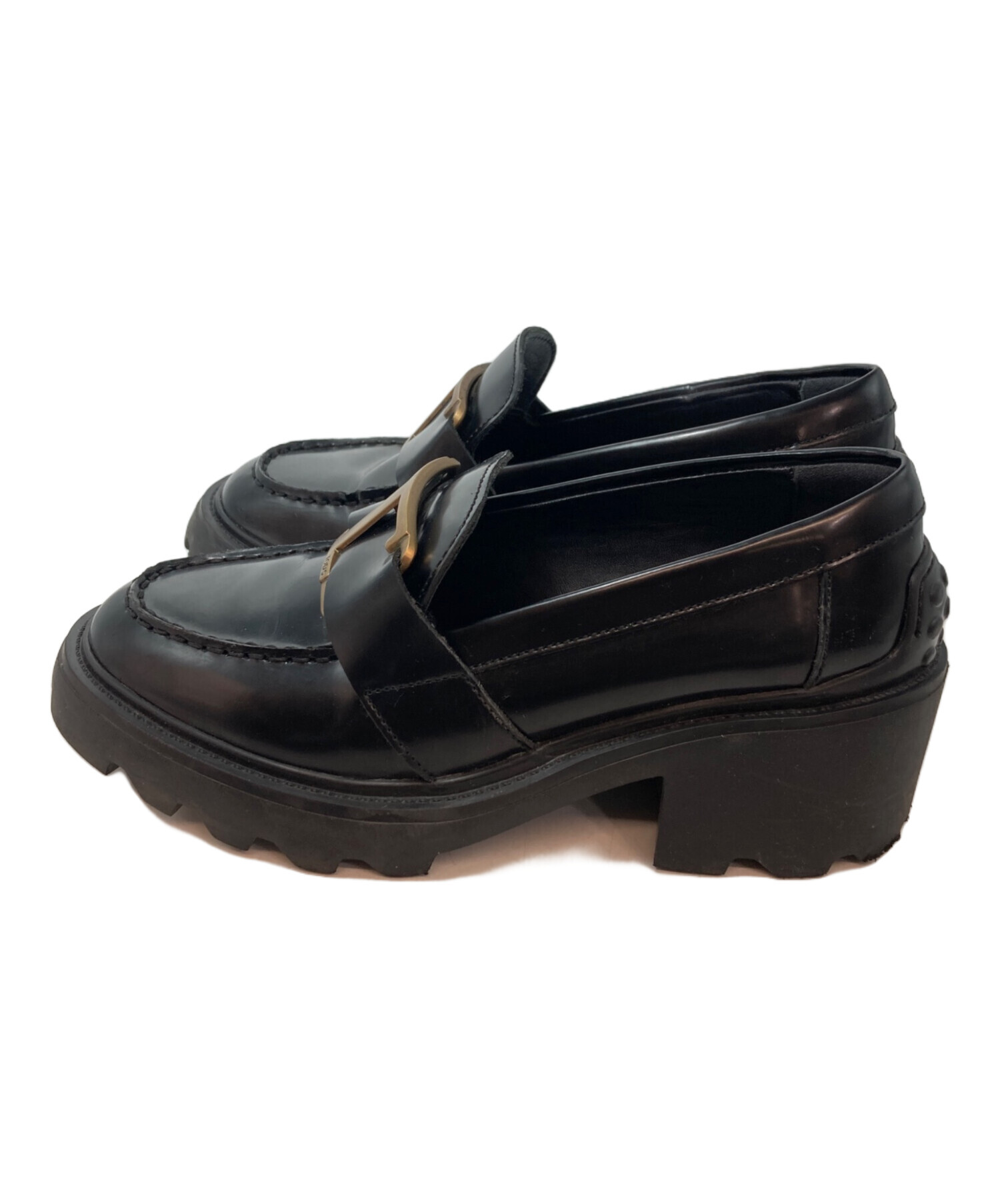 TOD'S トッズ T タイムレス ローファー 35 ブラック 中古・古着通販】TOD'S (トッズ) T タイムレス レザーローファー