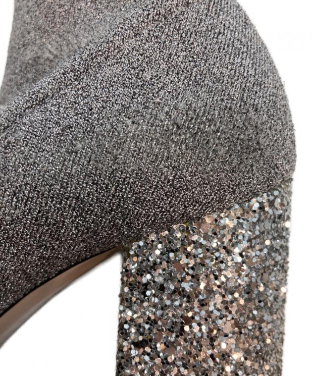 miu miu ソックスブーツ ラメ グレー 35.5 イタリア製 グリッター 中古・古着通販】MIU MIU (ミュウミュウ) ソックスブーツ シルバー