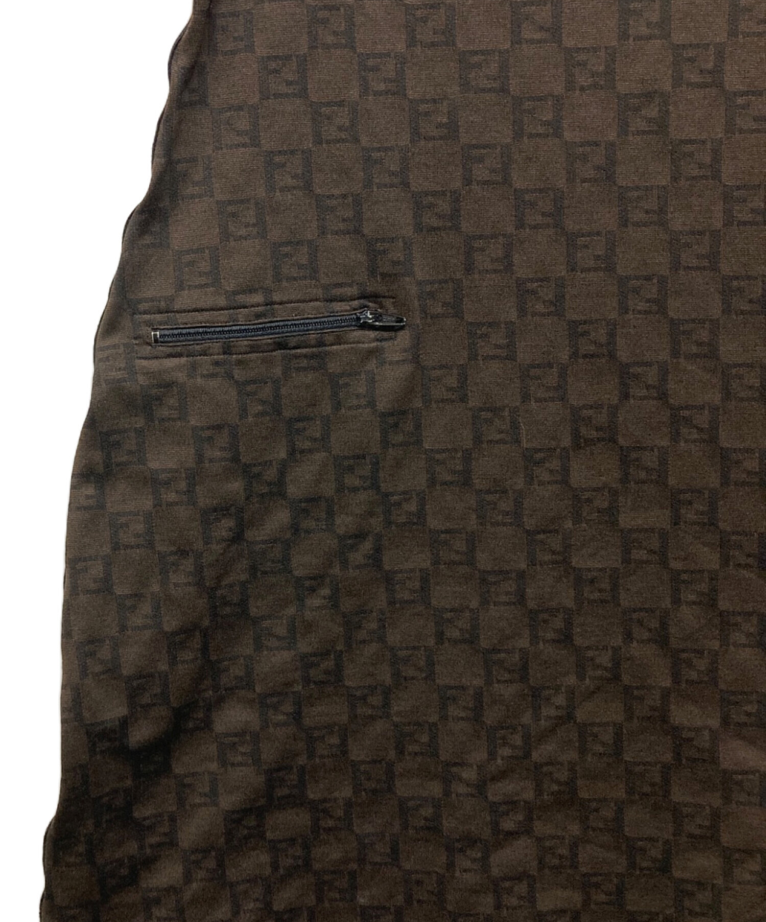 【大きいサイズ】フェンディ ズッカ柄 キャミソールワンピース ブラウン 茶 3L 中古・古着通販】FENDI (フェンディ) ズッカ柄 サイドライン
