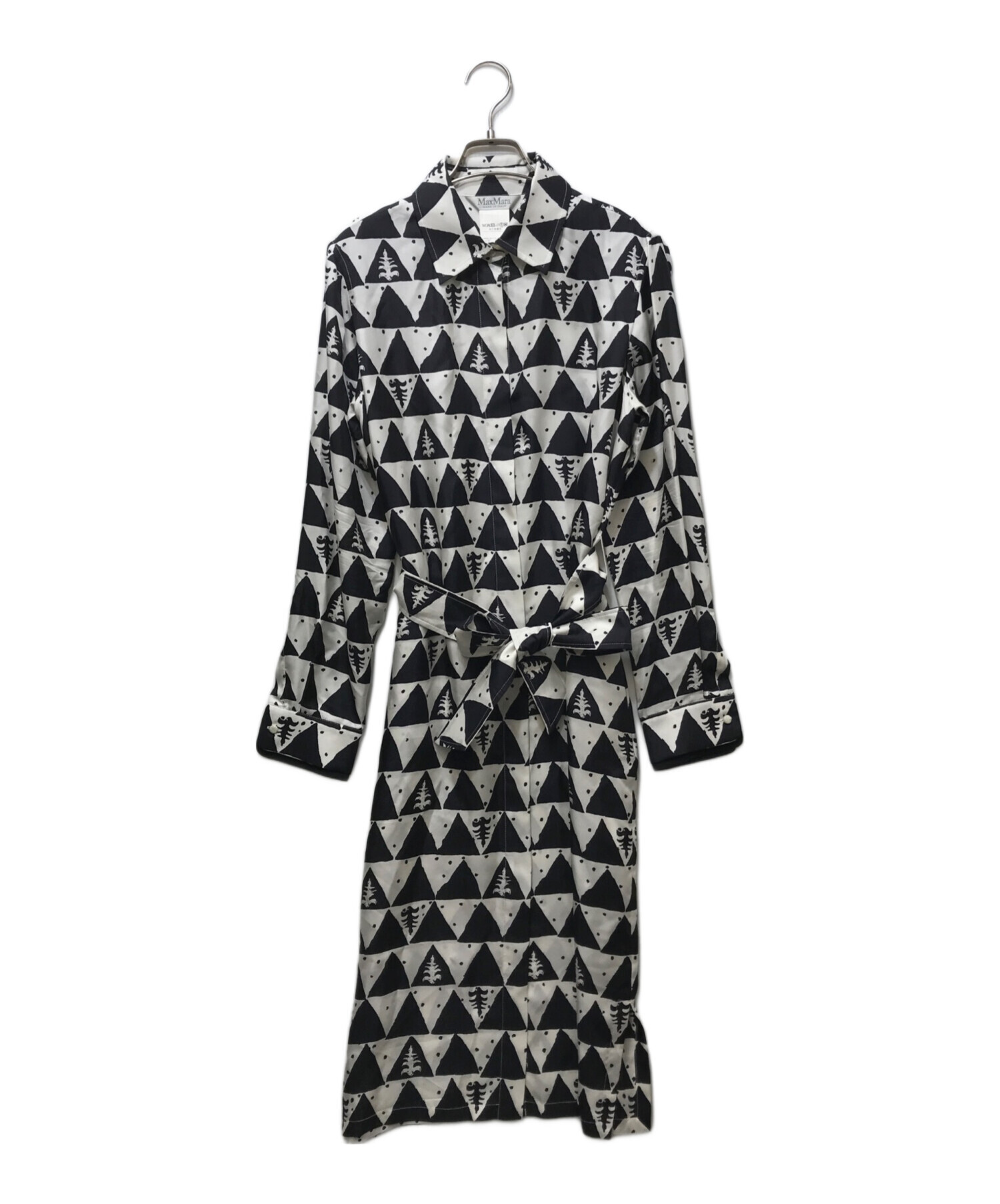 MaxMara マックスマーラ シャツワンピース　総柄　シルク　42 中古・古着通販】MaxMara (マックスマーラ) シルクシャツワンピース