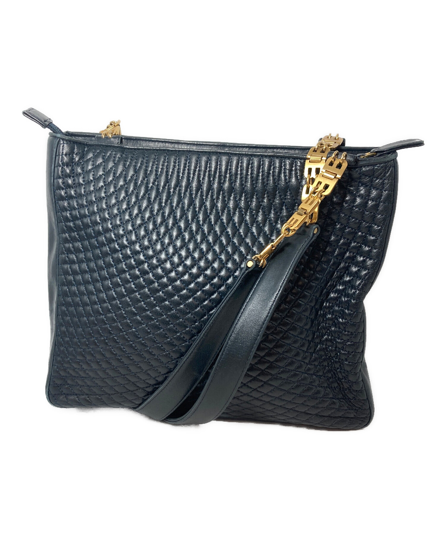 良品 BALLY ショルダーバッグ レザー ブラック チェーン ラムスキン 中古・古着通販】BALLY (バリー) ラムレザーチェーンショルダーバッグ