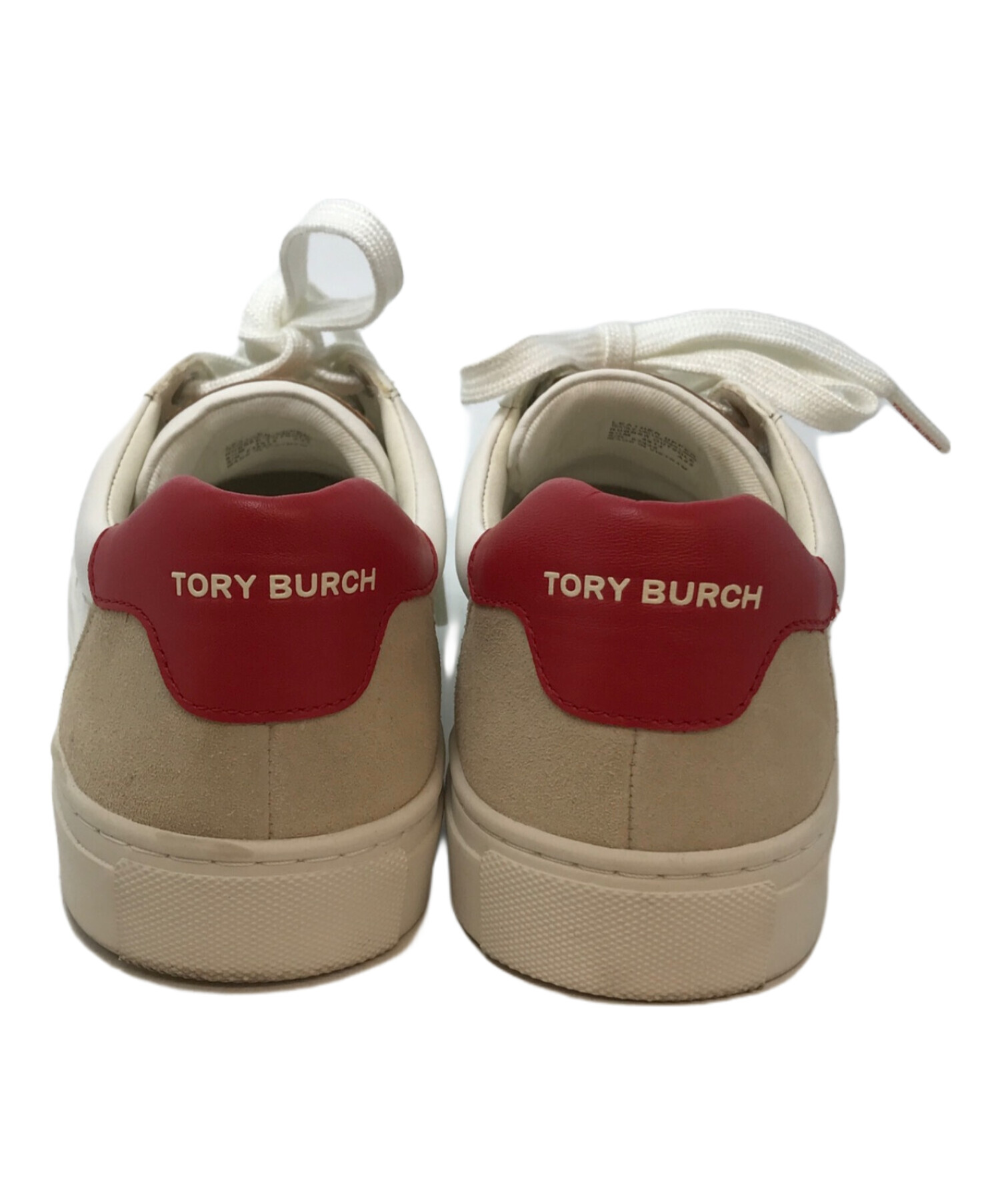 [正規品] Tory Burch ホワイト レッドブラウン スニーカー 中古・古着通販】TORY BURCH (トリーバーチ) レザースウェード