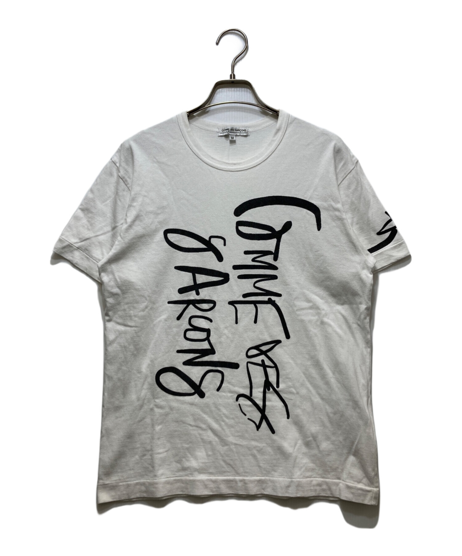 COMME des GARCONS ロゴTシャツ ホワイト Sサイズ　落書き 中古・古着通販】COMME des GARCONS (コムデギャルソン) 縦書きロゴ T
