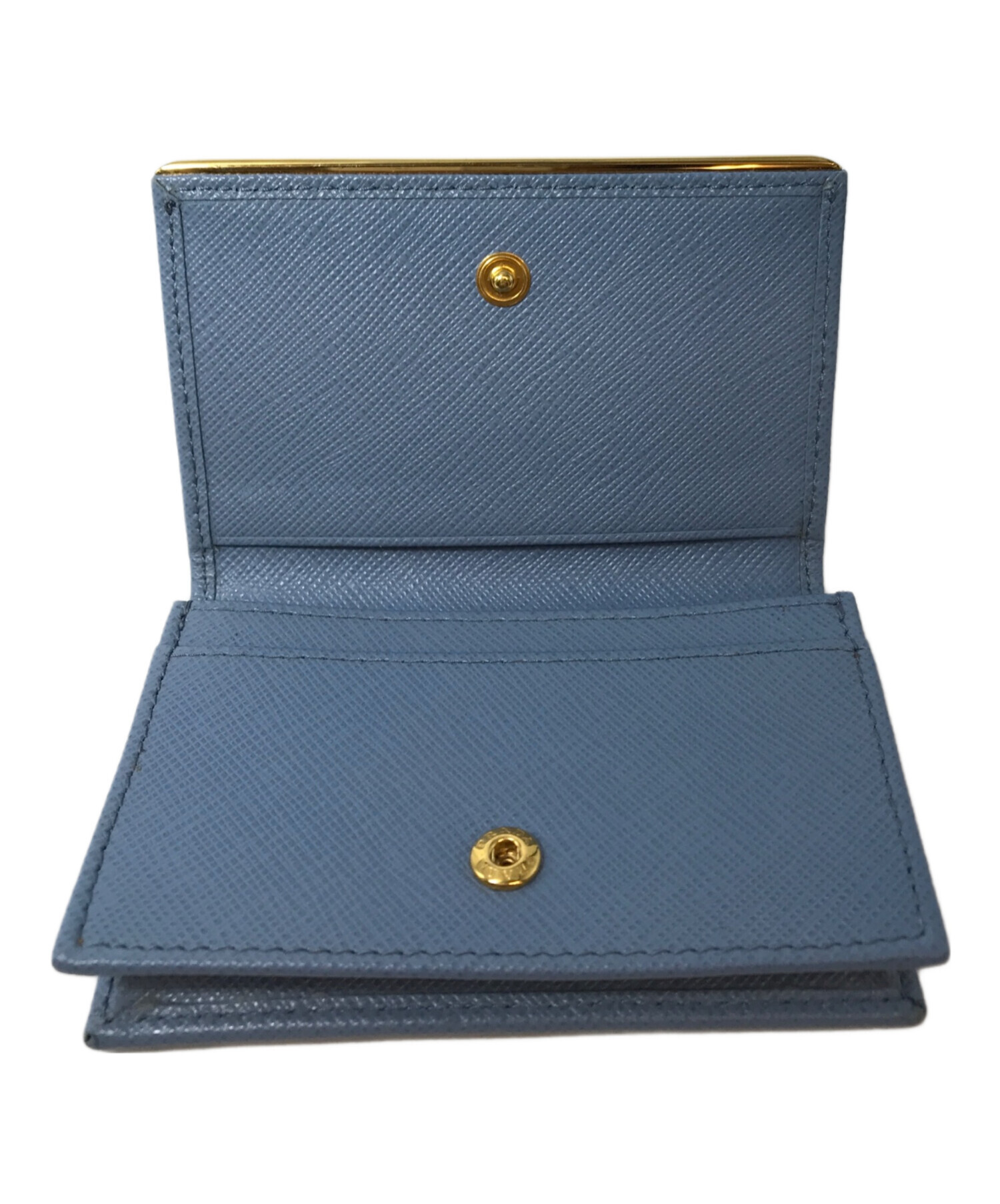 1837 PRADA プラダ 名刺入れ ブルー サフィアーノ レザー 中古・古着通販】PRADA (プラダ) サフィアーノ 名刺入れ ブルー