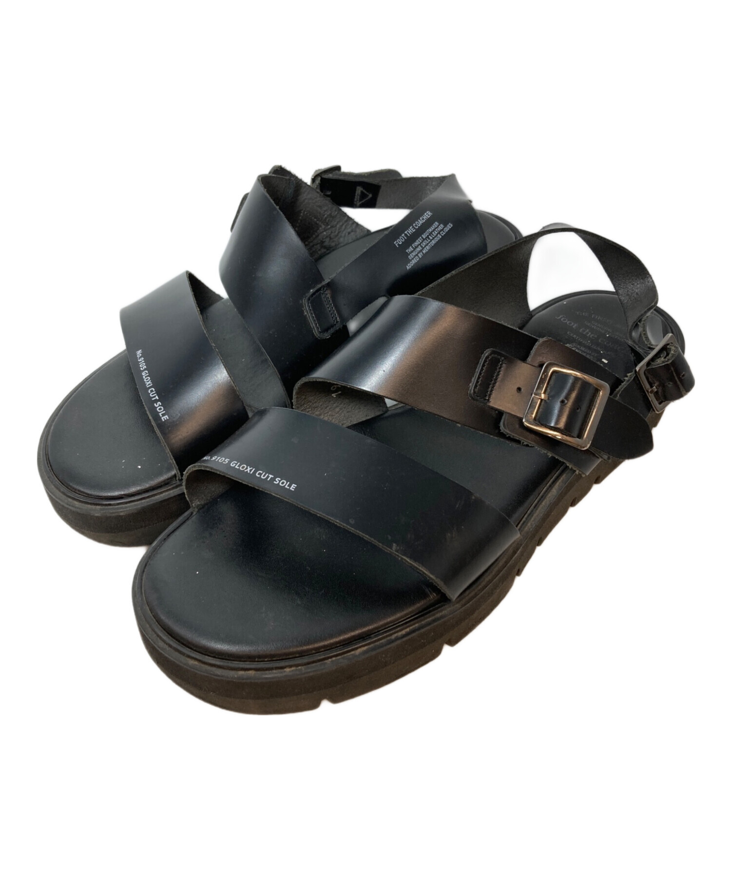 メンズ foot the coacher レザーサンダル ブラック 27センチ