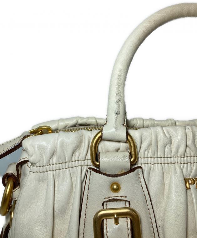 中古・古着通販】PRADA (プラダ) ギャザーハンドバッグ アイボリー