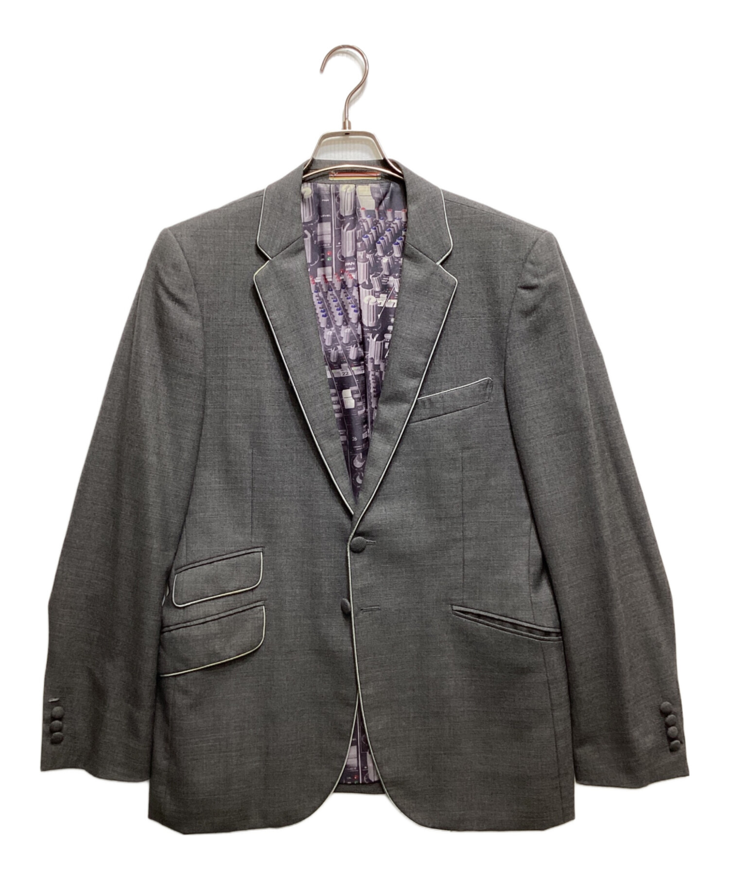 ポールスミスPaul Smith テーラードジャケット グレー 花柄裏地Lサイズ 中古・古着通販】PS Paul Smith (PSポールスミス) 裏地転写