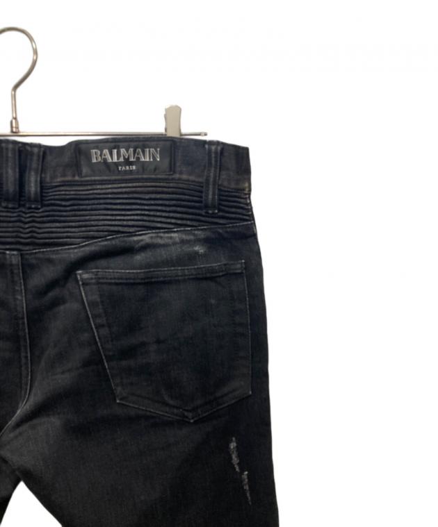 中古・古着通販】BALMAIN (バルマン) バイカーデニムパンツ ブラック