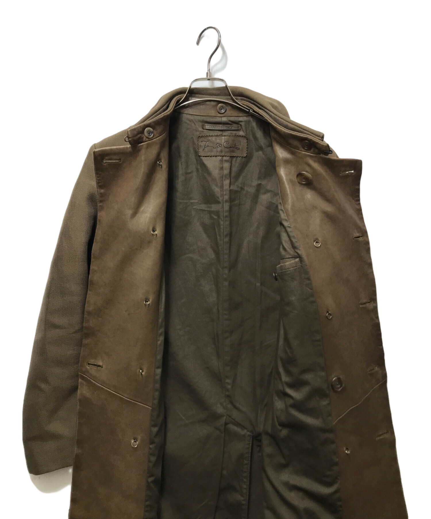 イタリア製 ヤン＆カルロス【Jan&Carlos】レザー切替え トレンチコート 中古・古着通販】Jan&Carlos (ジェン アンド カルロス) レザー切替