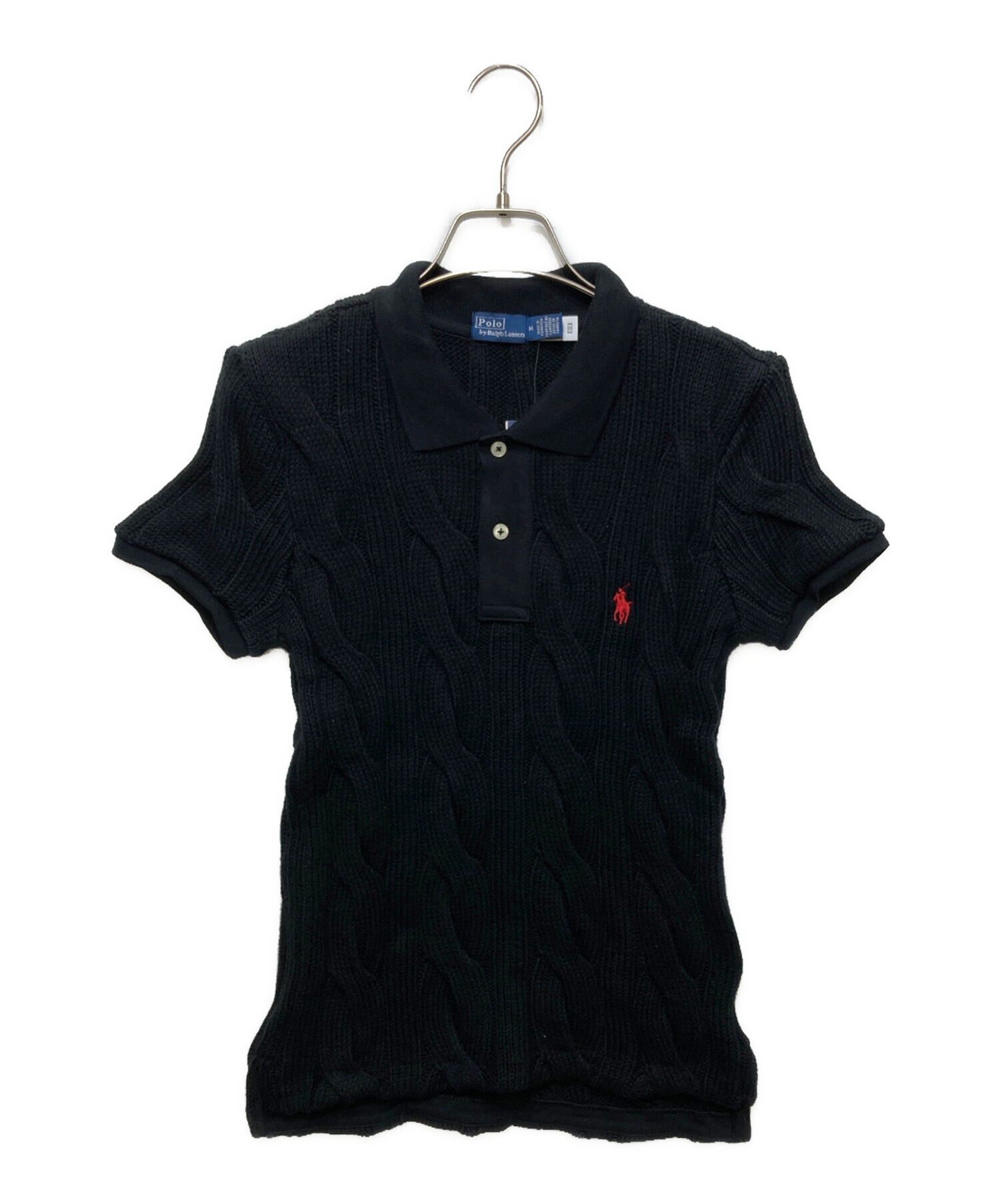 POLO RALPH LAUREN 半袖 ポロシャツ ケーブルニット ブラック 中古・古着通販】POLO by RALPH LAUREN (ポロ バイ ラルフローレン
