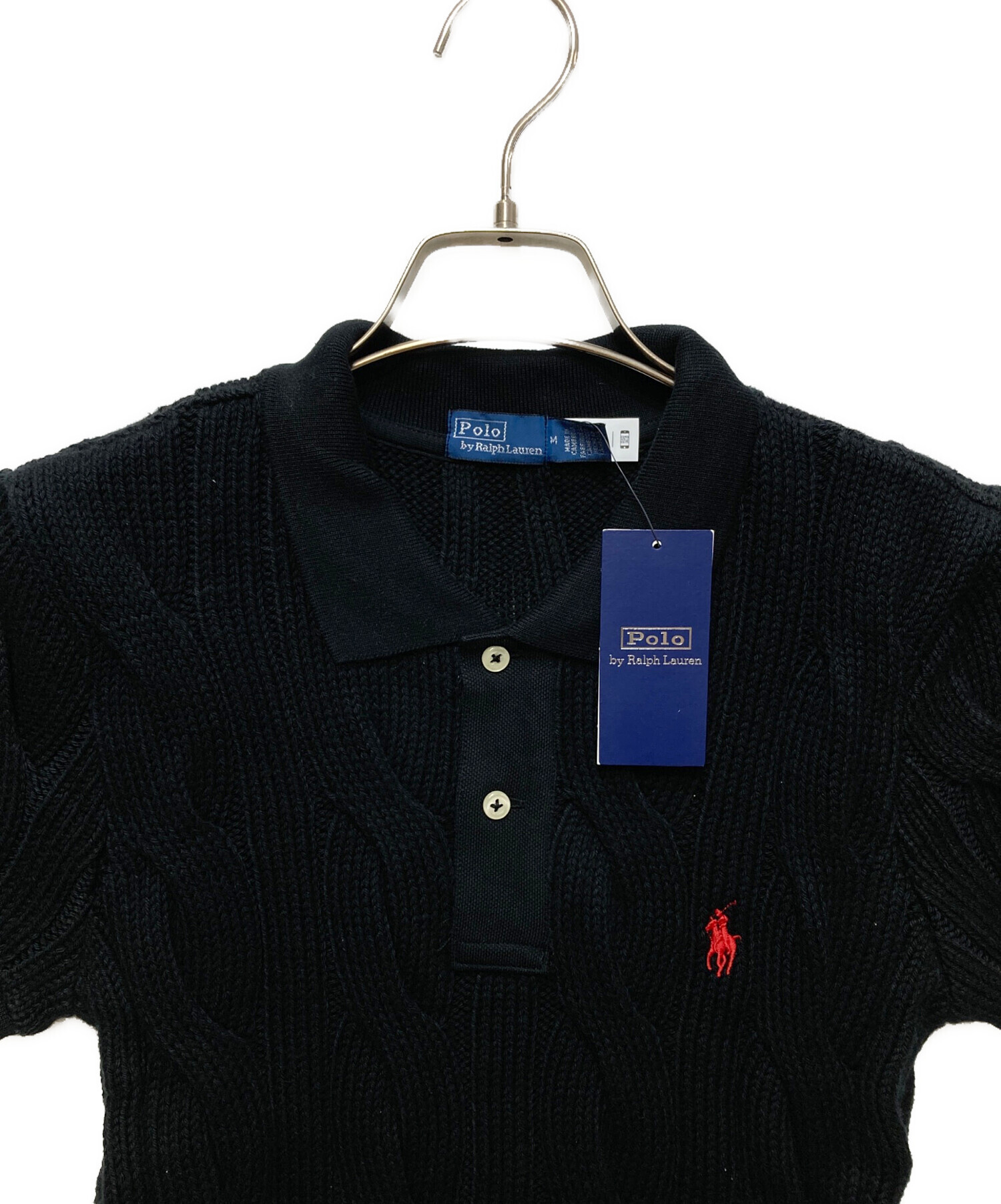 【美品】ポロラルフローレン　現行タグ　ケーブルニットポロ　ウォッシュ加工　M 中古・古着通販】POLO by RALPH LAUREN (ポロ バイ ラルフローレン