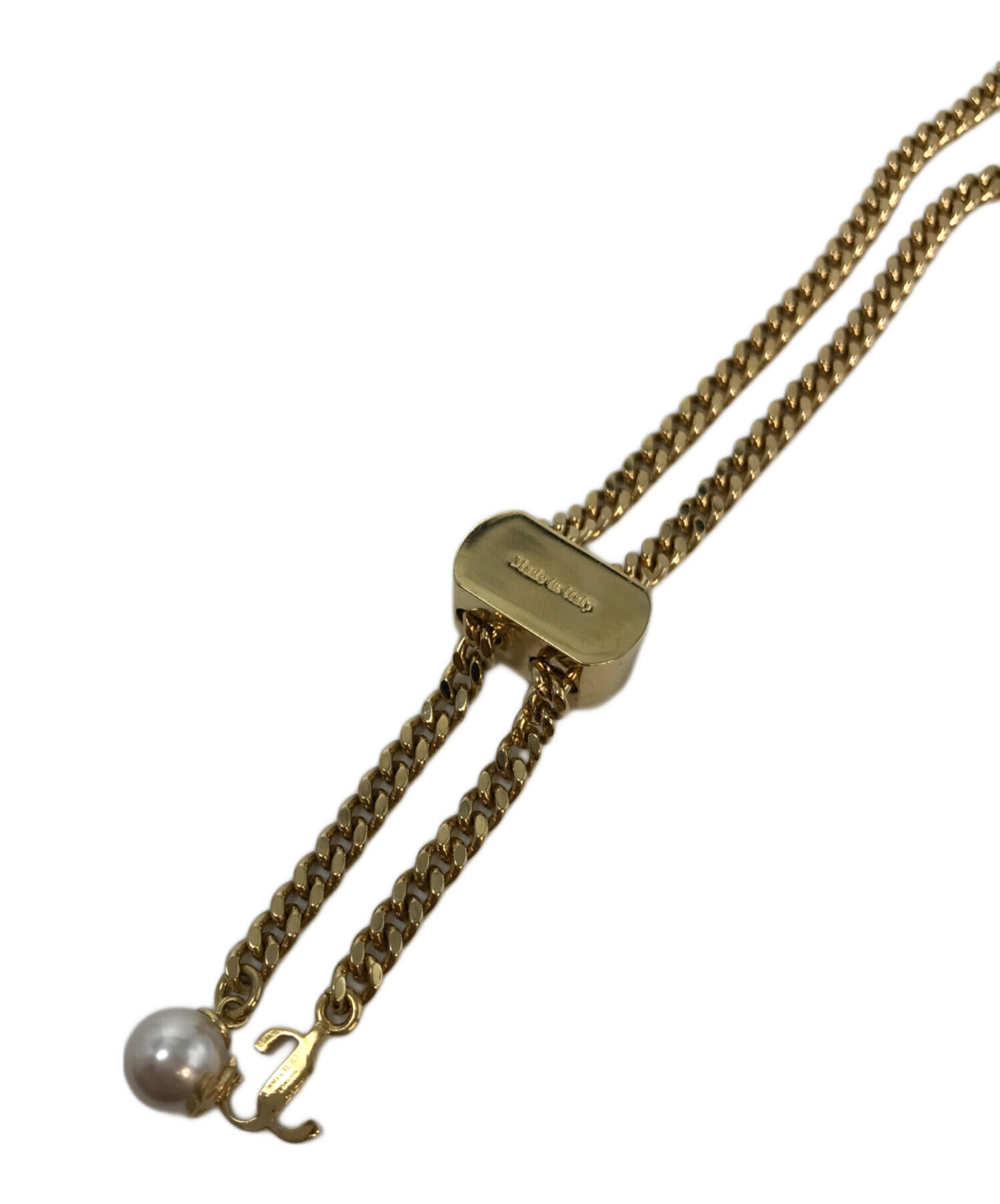 美品☆ JIMMY CHOO ゴールド チェーン ネックレス JC 箱 保存袋付 中古・古着通販】JIMMY CHOO (ジミーチュウ) パール X JCチャーム付き