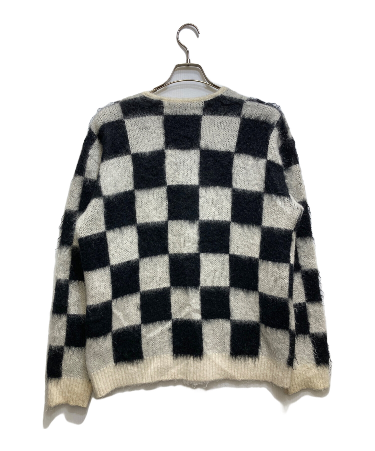Needlesニードルズcardiganカーディガンセーターニット黒白チェック柄 中古・古着通販】Needles (ニードルズ) Mohair Cardigan-Checkered