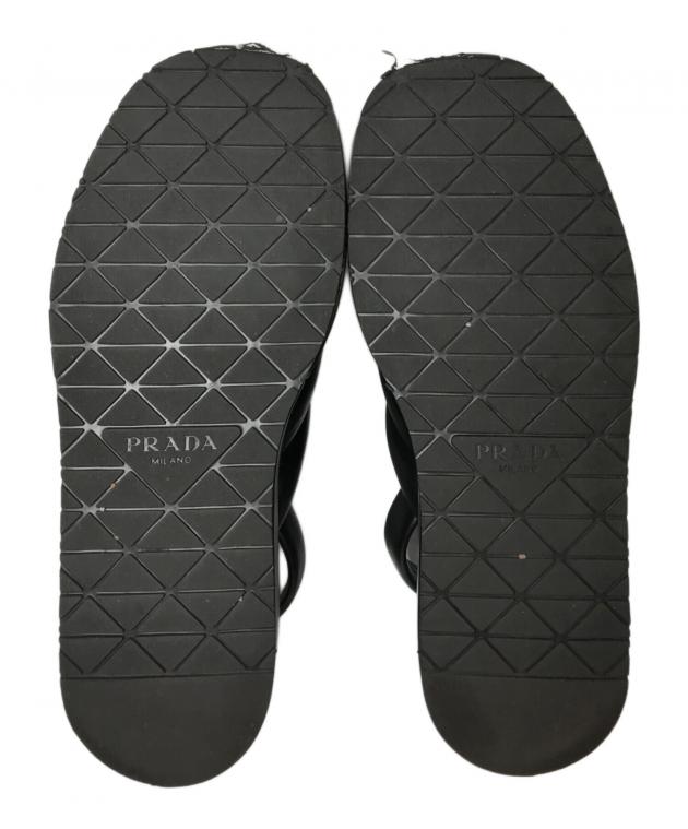 PRADA サンダル ブラック サイズ38 中古・古着通販】PRADA (プラダ
