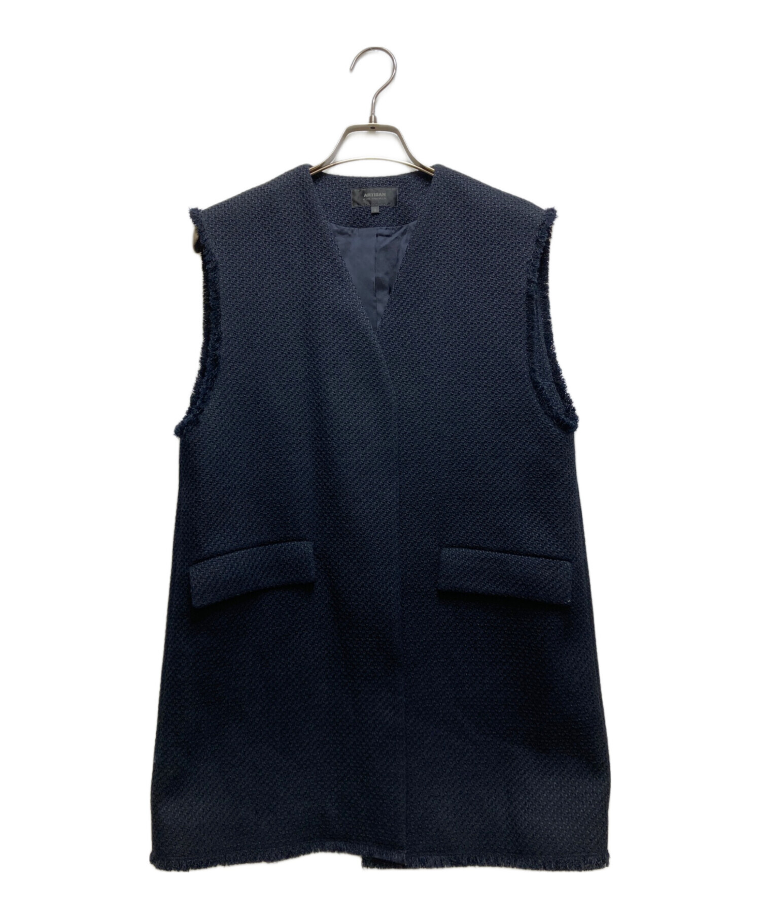 OUR Vネック フリンジベスト ネイビー 中古・古着通販】ARTISAN (アルチザン) Vネック フリンジベスト