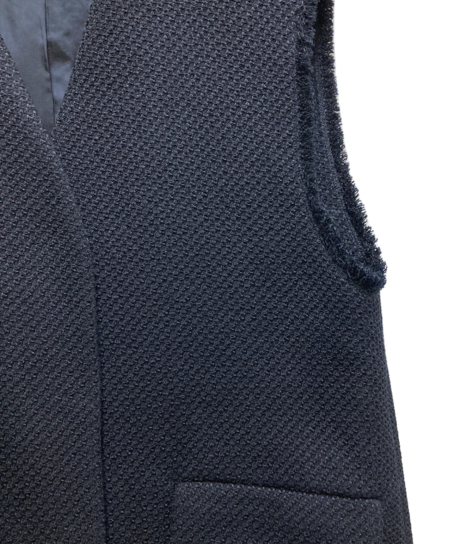 OUR Vネック フリンジベスト ネイビー 中古・古着通販】ARTISAN (アルチザン) Vネック フリンジベスト