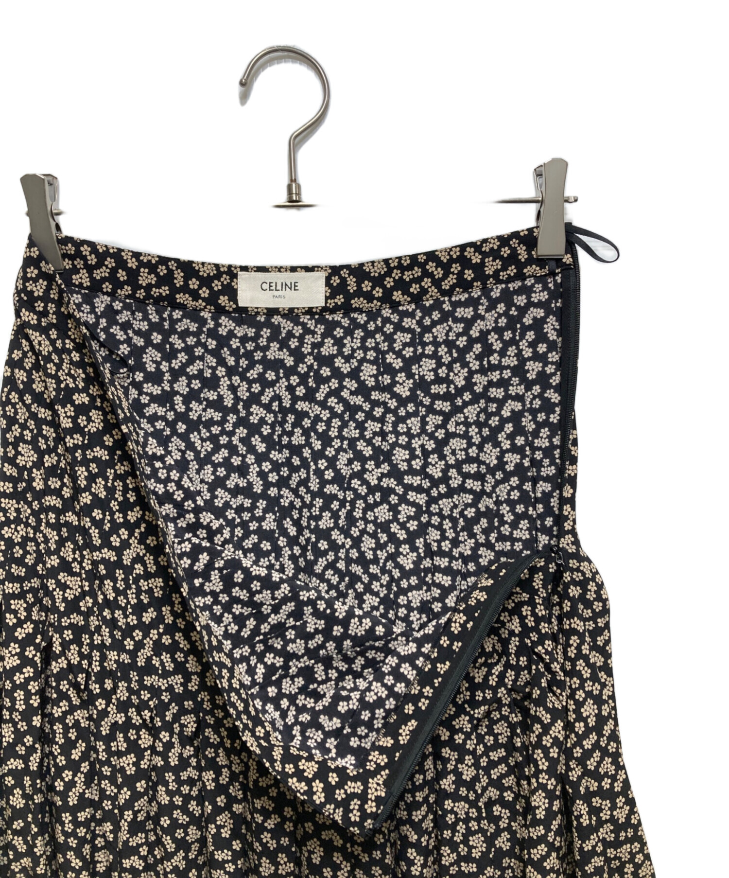 中古・古着通販】CELINE (セリーヌ) 花柄シルク ミディ プリーツ