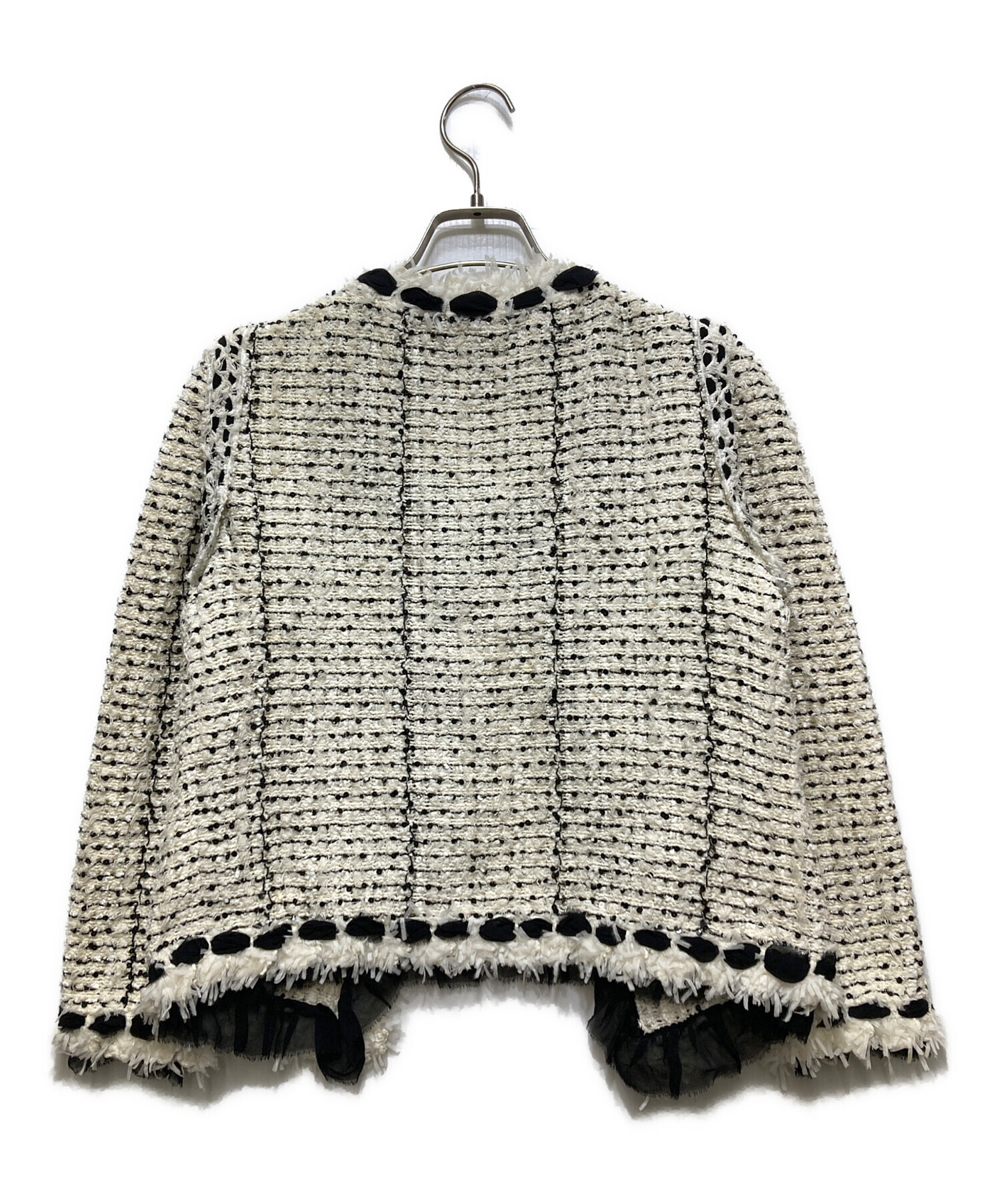 中古・古着通販】CHANEL (シャネル) シルク混ツイード ノーカラー