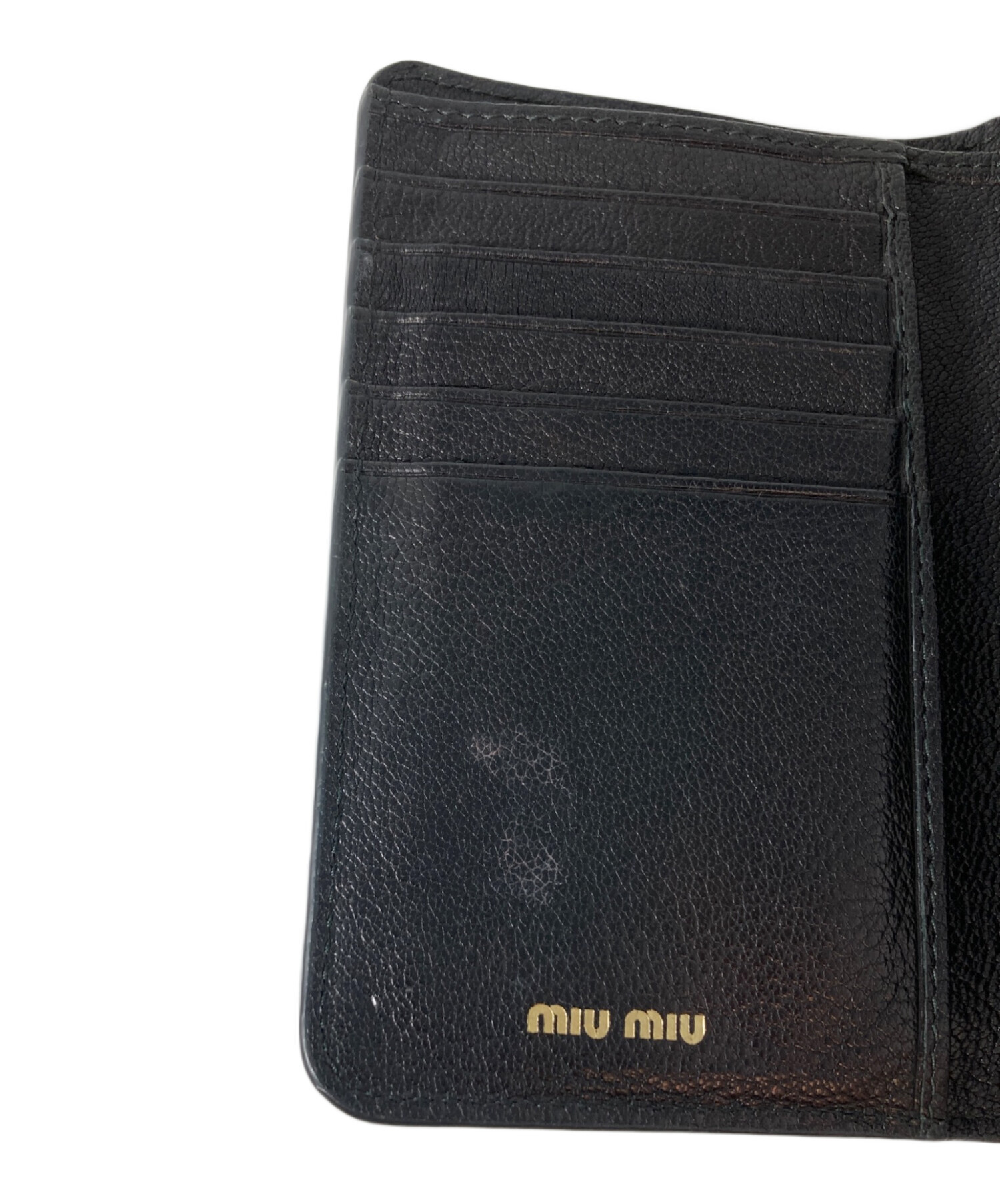 中古・古着通販】MIU MIU (ミュウミュウ) 2つ折り財布 ブラック 