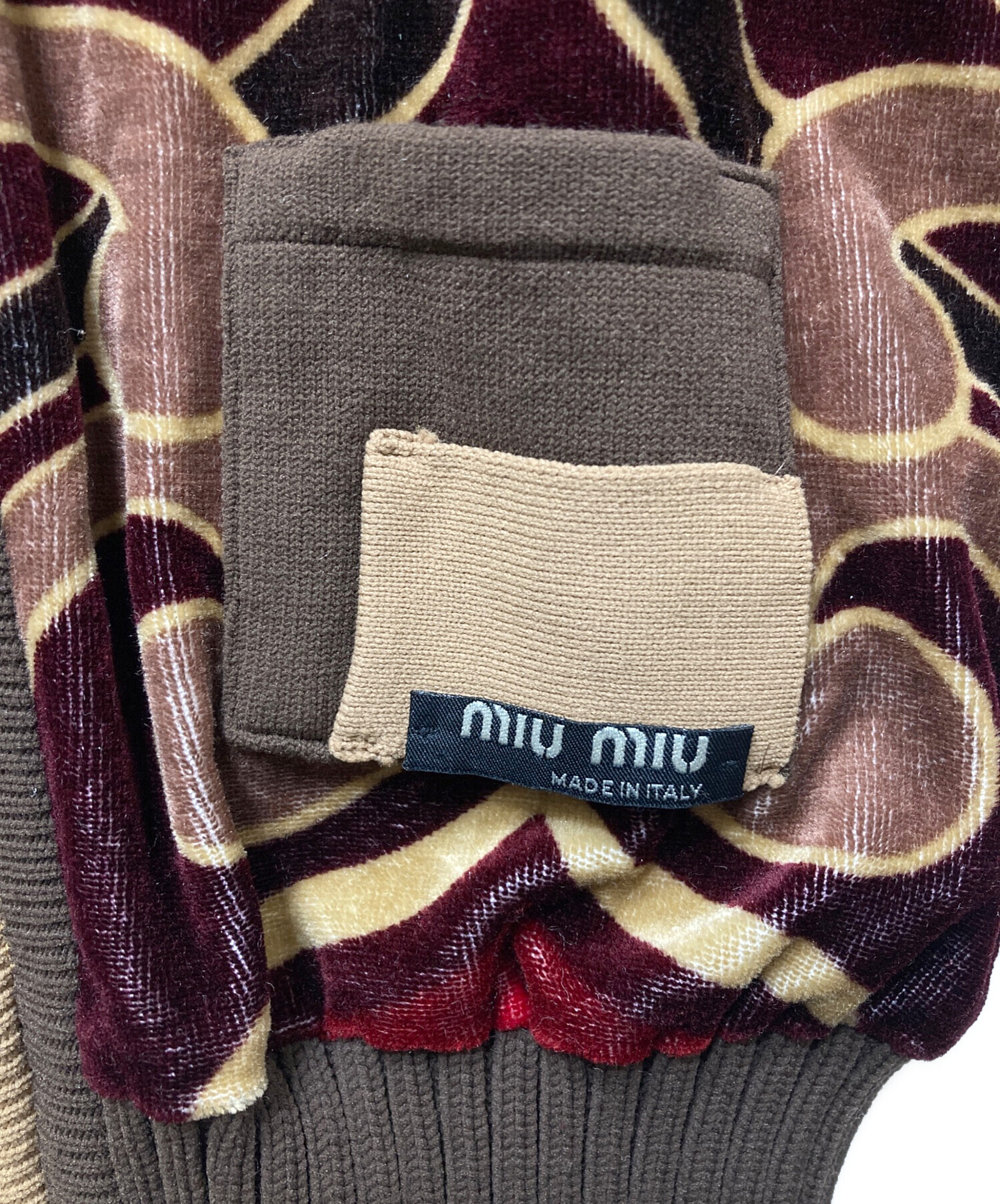 MIU MIU 金ボタン ベロア テーラード ジャケット 黒 20年代Y2K 中古・古着通販】MIU MIU (ミュウミュウ) 総柄ベロアジャケット