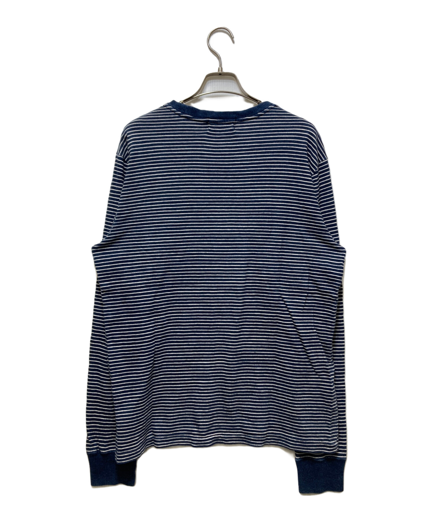 RRL インディゴ染め　スウェット　フィッシャーマン　Mサイズ　ショールカラー 中古・古着通販】RRL (ダブルアールエル) インディゴ染め ボーダーL