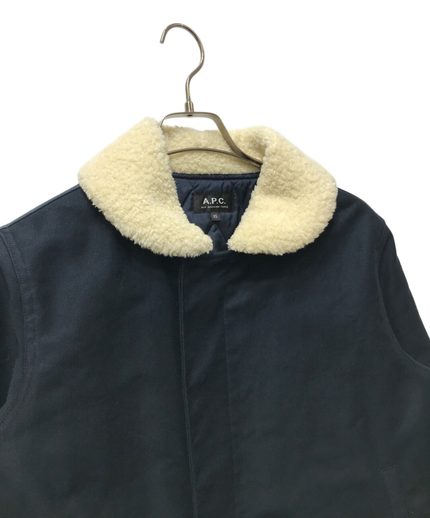 中古・古着通販】A.P.C. (アーペーセー) 襟ボアジャケット ネイビー