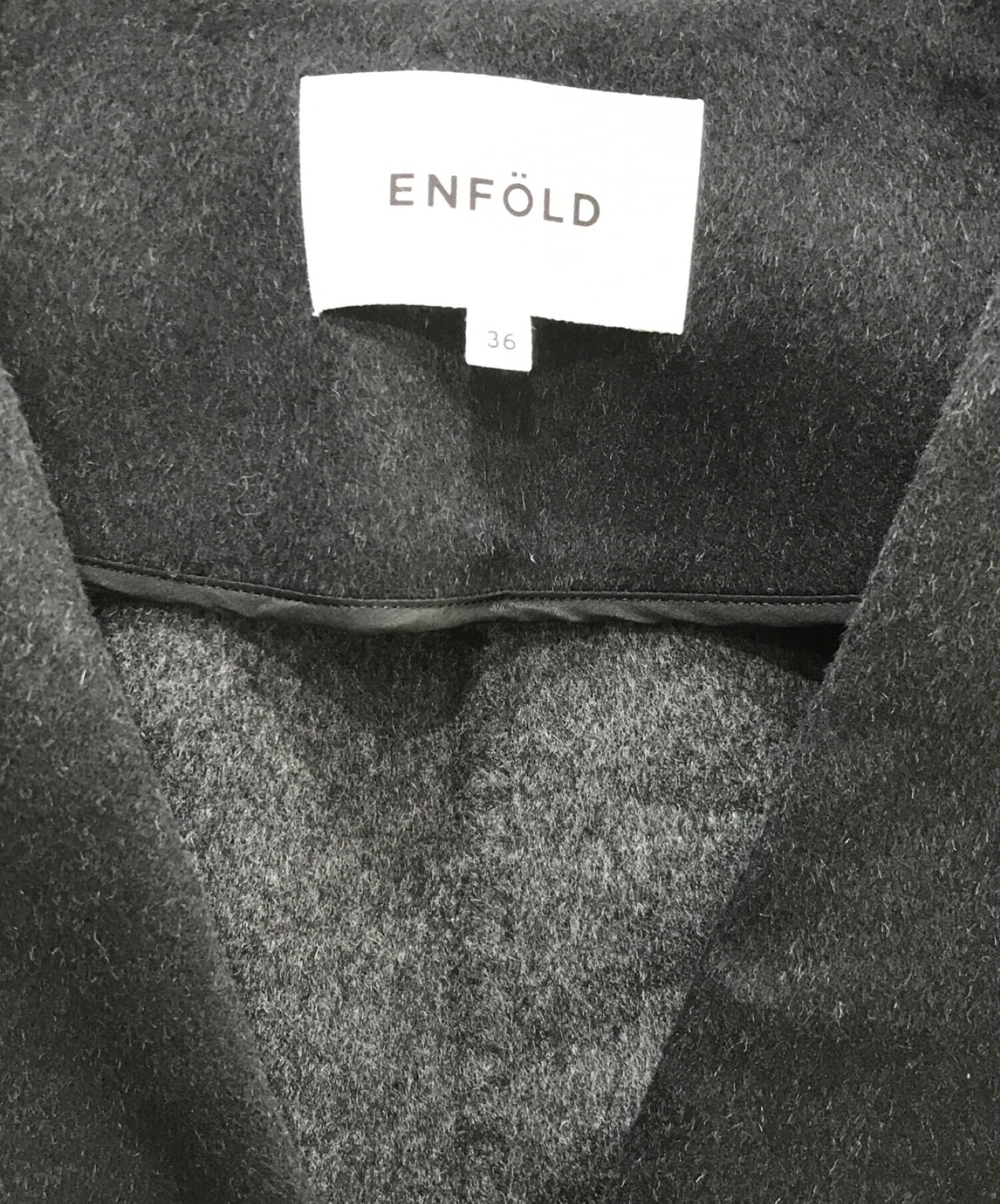 中古・古着通販】ENFOLD (エンフォルド) NO-COLLAR COAT ブラック 