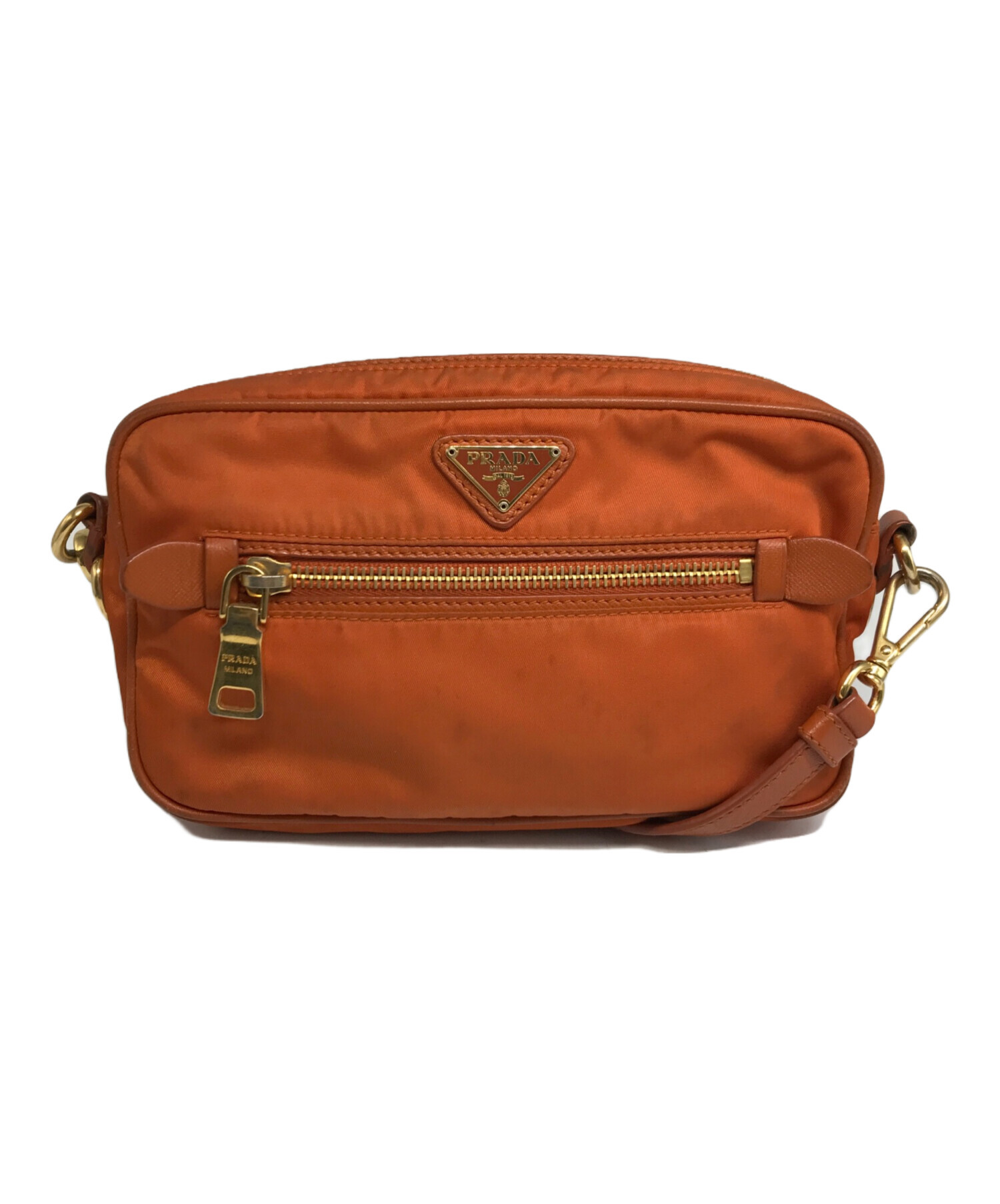 プラダオレンジ ナイロン ショルダーバッグ 中古・古着通販】PRADA 