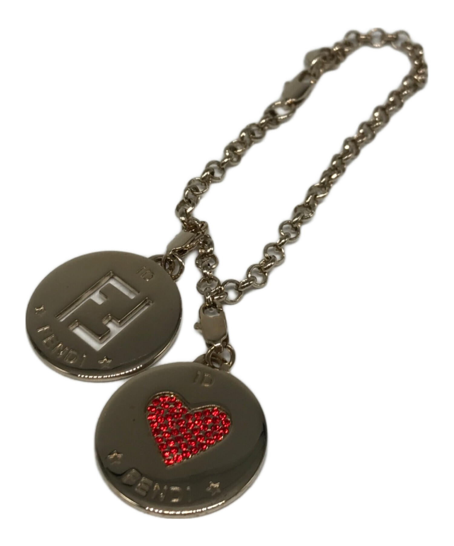 FENDI フェンディ ハート ケース バックチャーム 中古・古着通販】FENDI (フェンディ) FF・ハートチャームチェーン