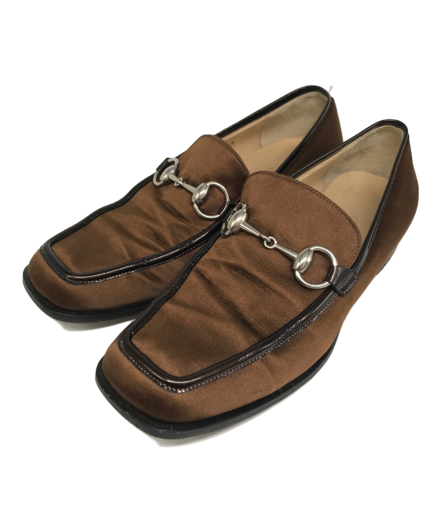 中古・古着通販】GUCCI (グッチ) ホースビットサテンローファー