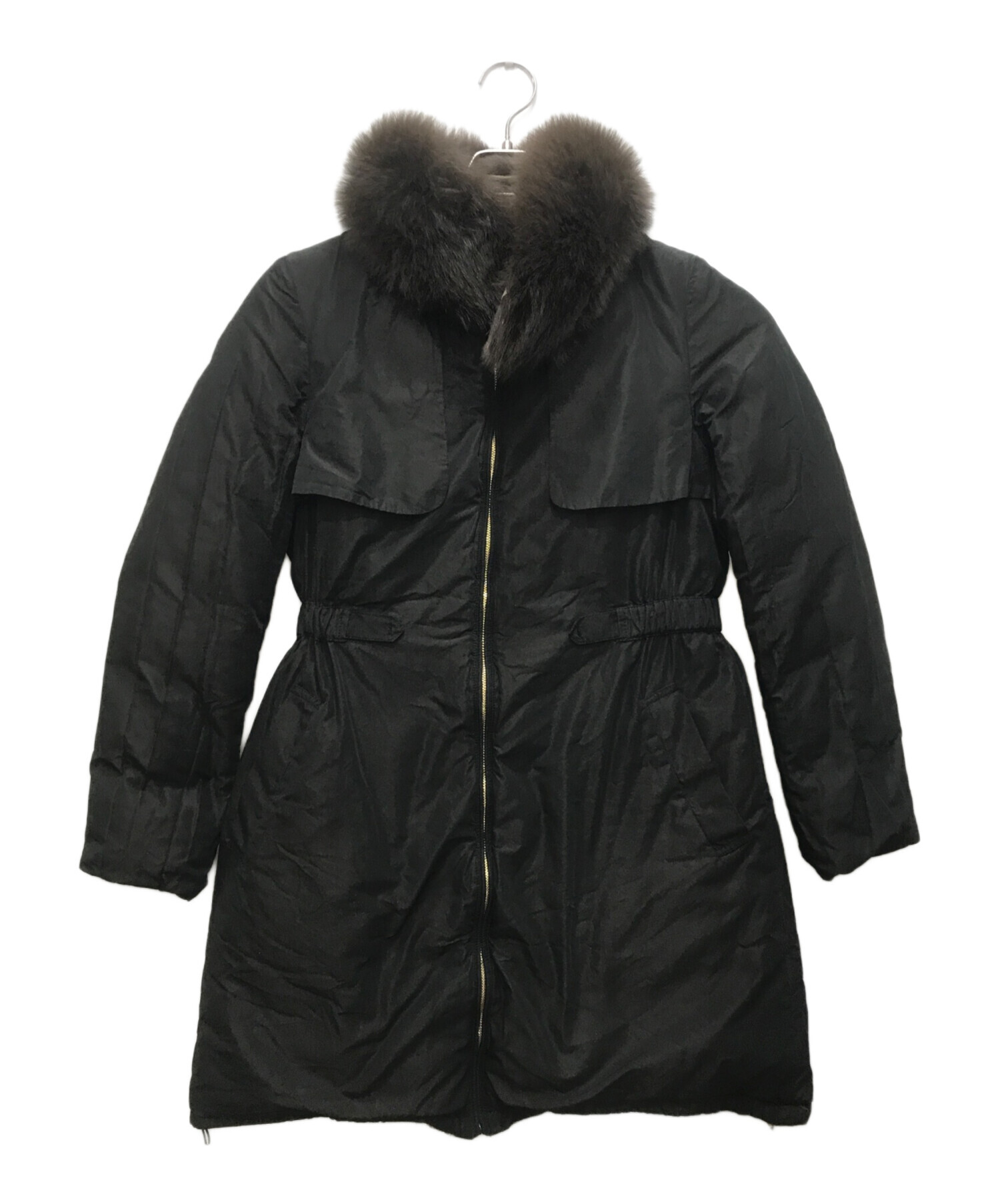 ボールジー BALLSEY ダウンコート サイズ38 M 黒 レディース リバーシブル/フォックスファー/冬物 美品 コート コート ダウンコート ボールジー BALLSEY サイズ38 M 黒 レディース 冬物